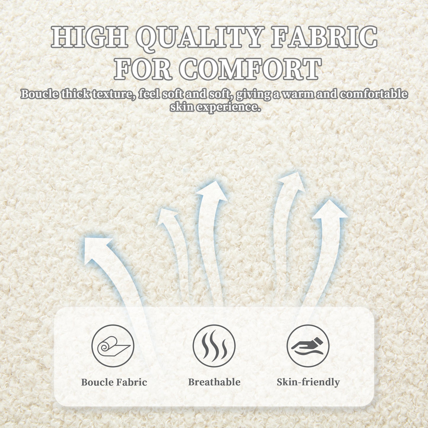 Textured cream boucle fabric background highlighting comfort and breathability