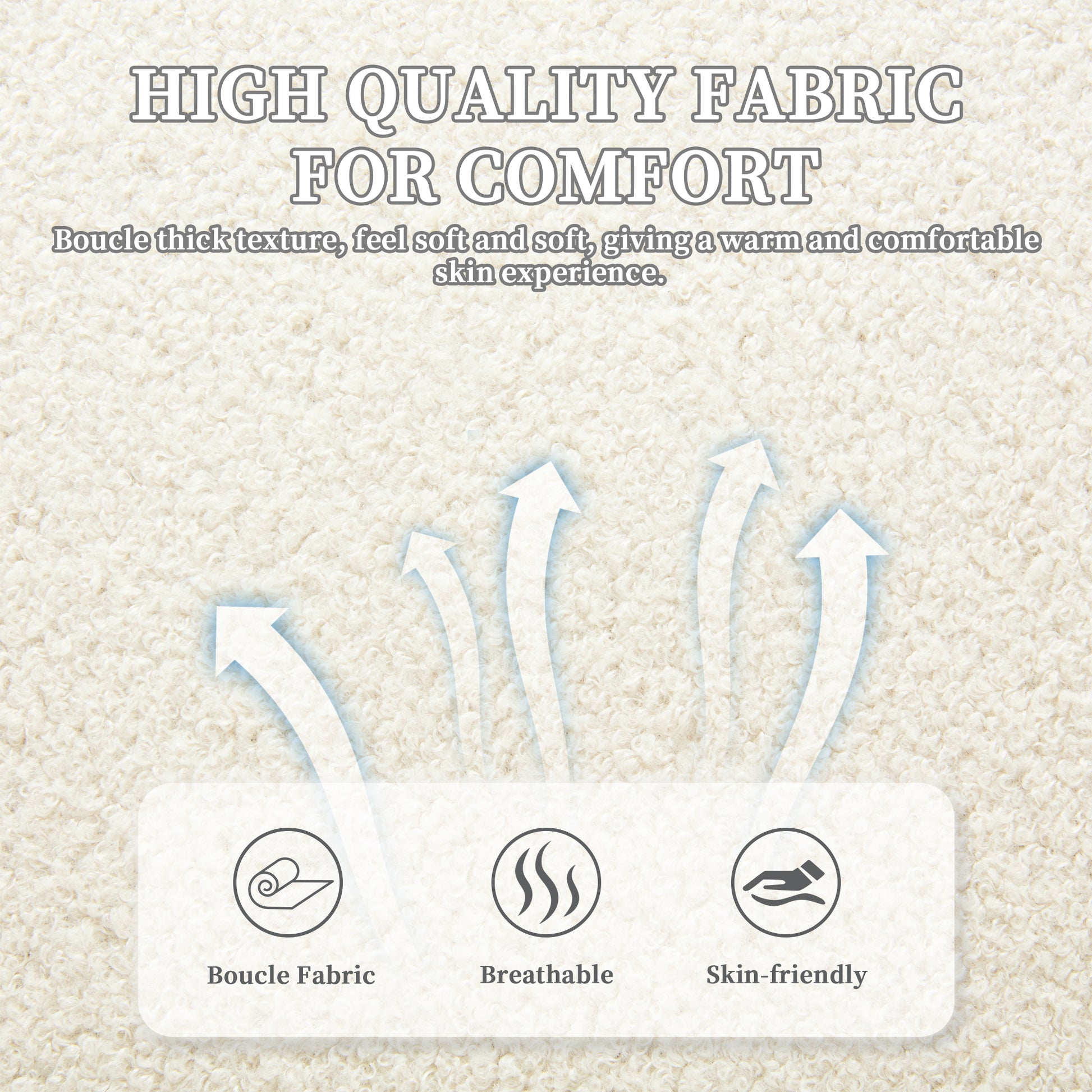 Textured cream boucle fabric background highlighting comfort and breathability