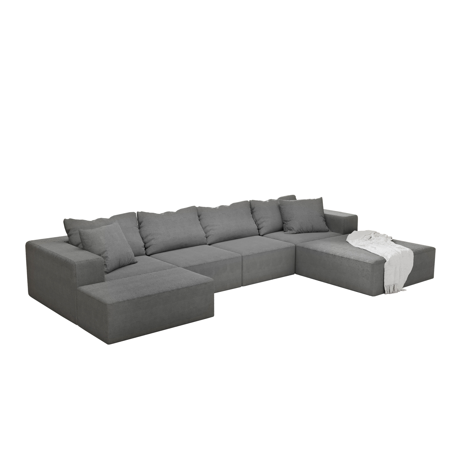 Spacious charcoal gray fabric sectional sofa with ample seating and plush cushions