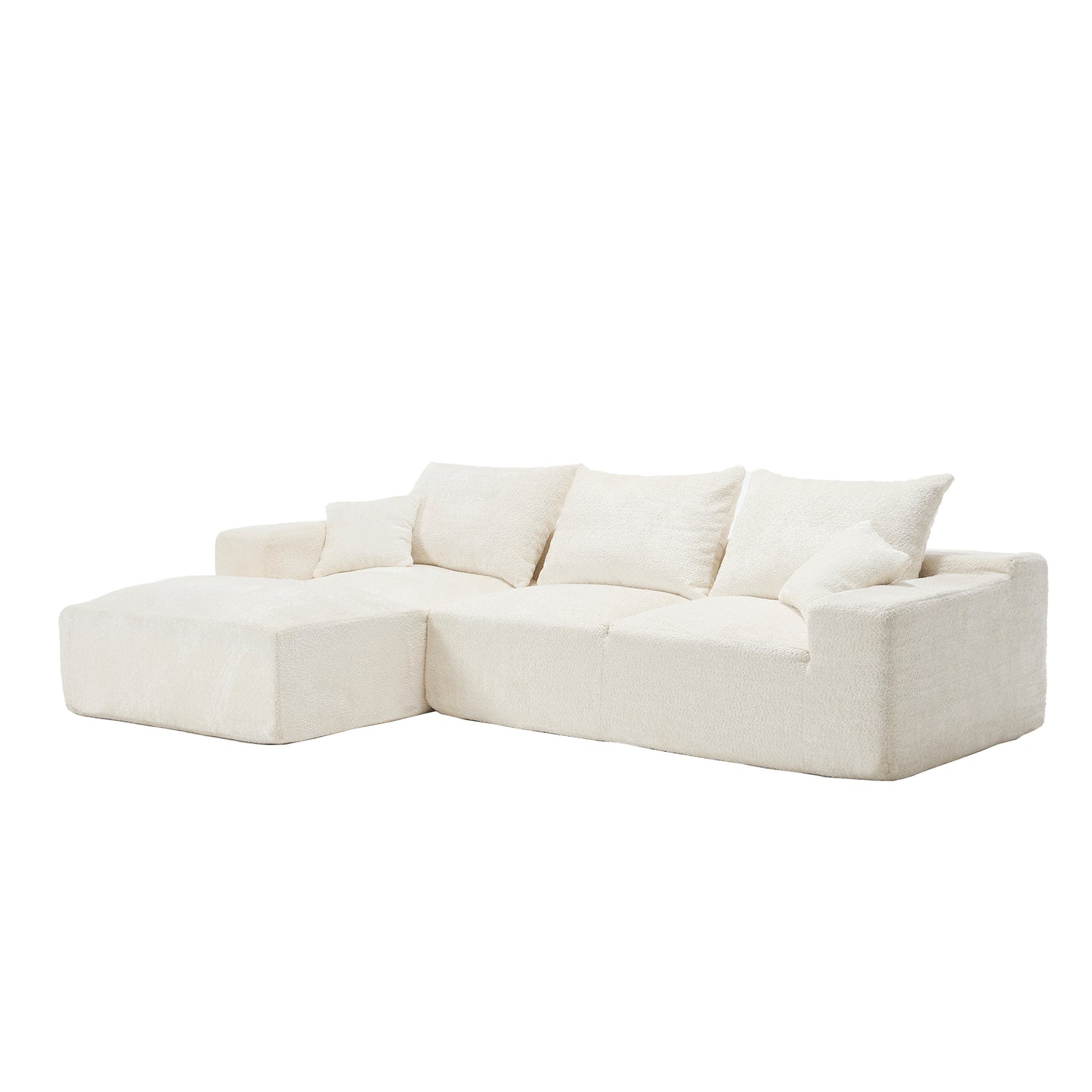 Cream boucle sectional sofa with plush cushions for modern living rooms