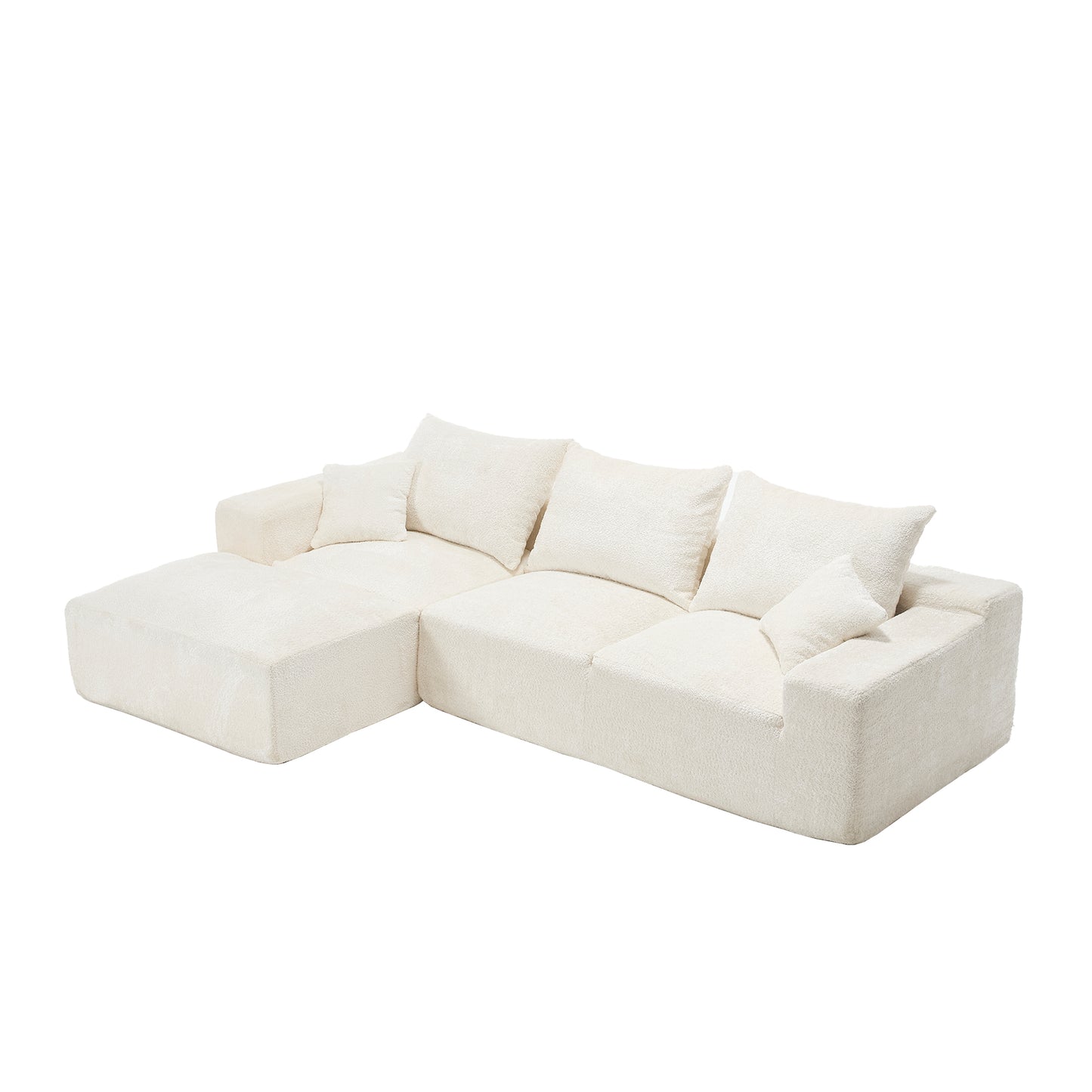 Plush cream sectional sofa with chaise lounge ideal for modern living rooms