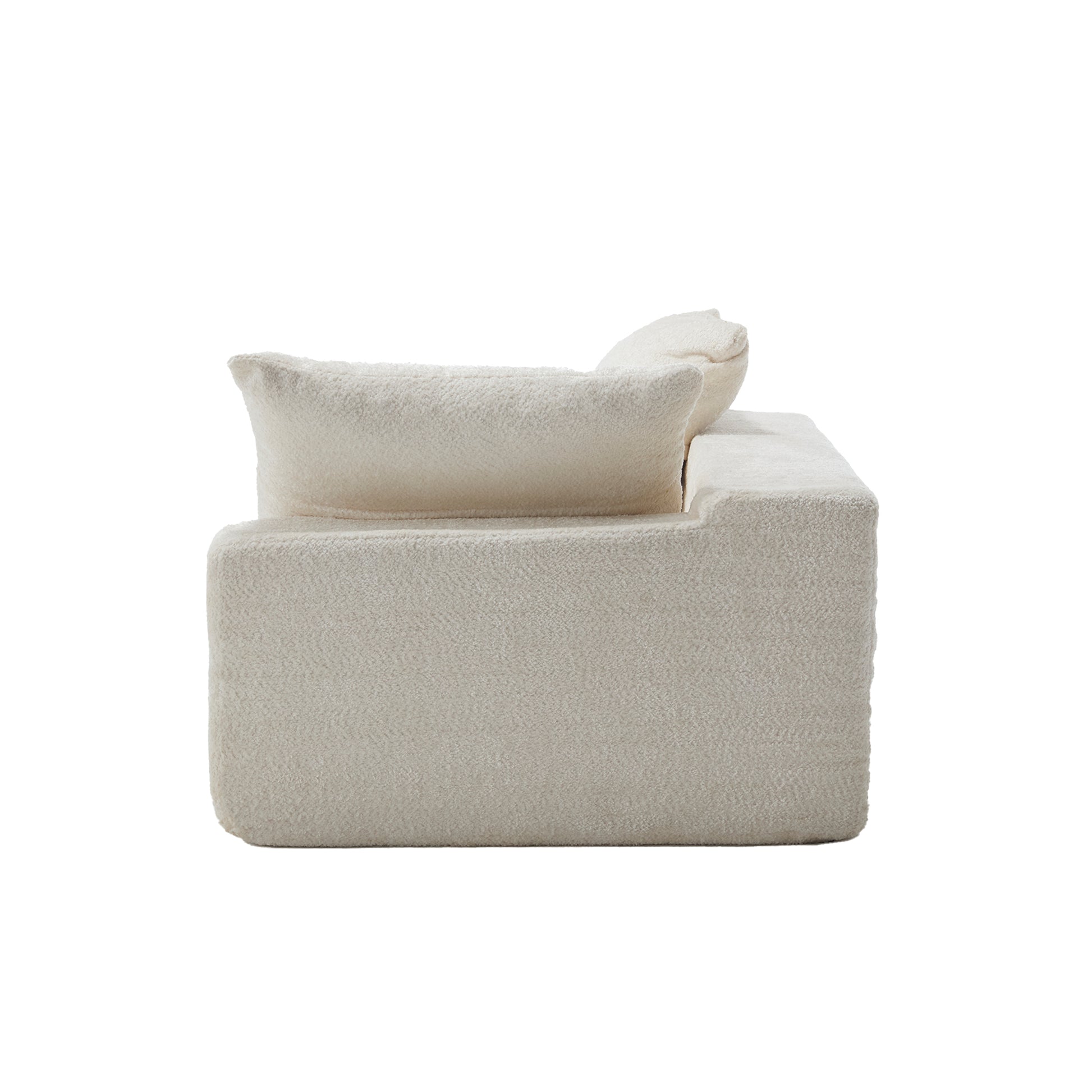 Cozy cream boucle fabric armchair with plush cushion perfect for modern living rooms