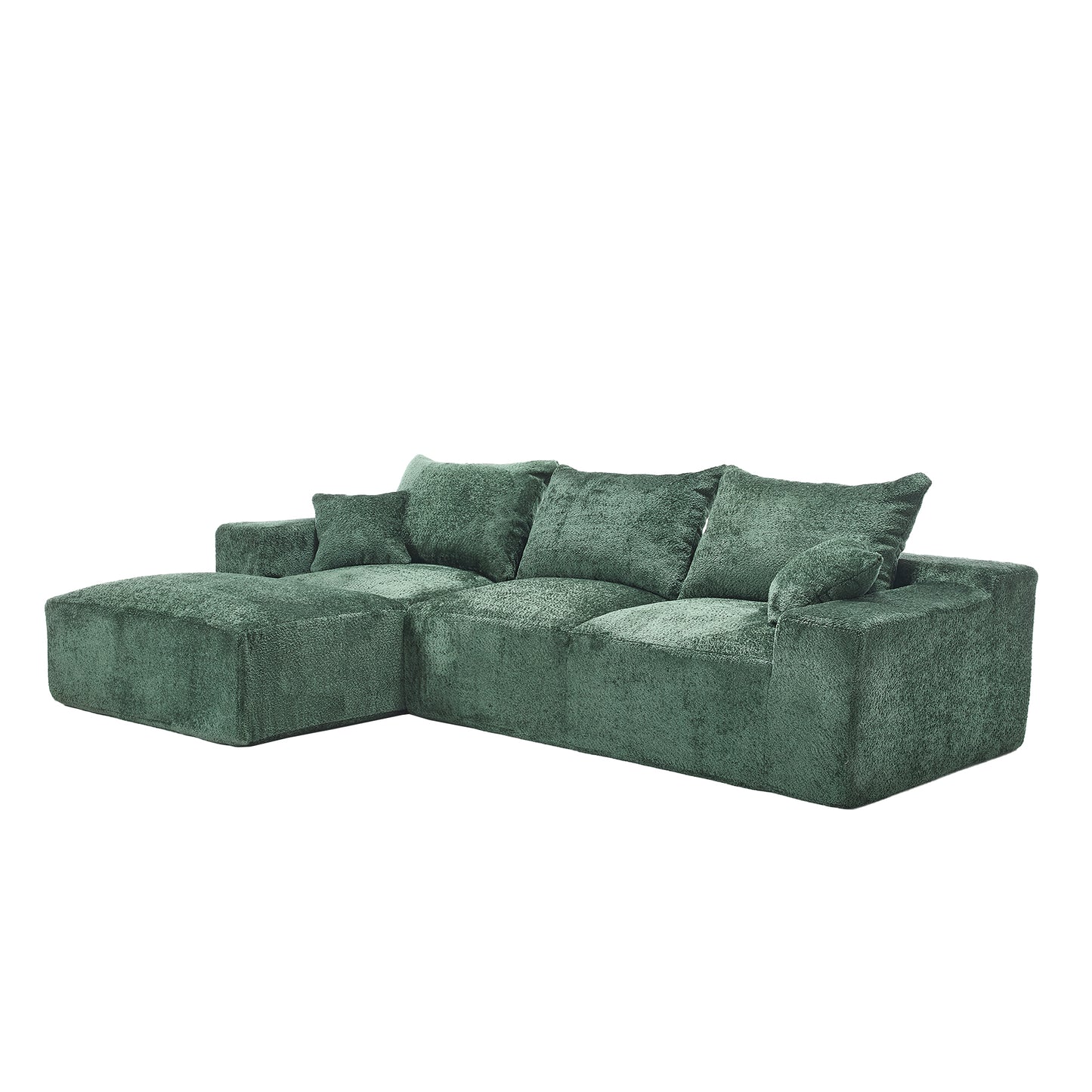 Plush green sectional sofa with chaise perfect for modern living rooms
