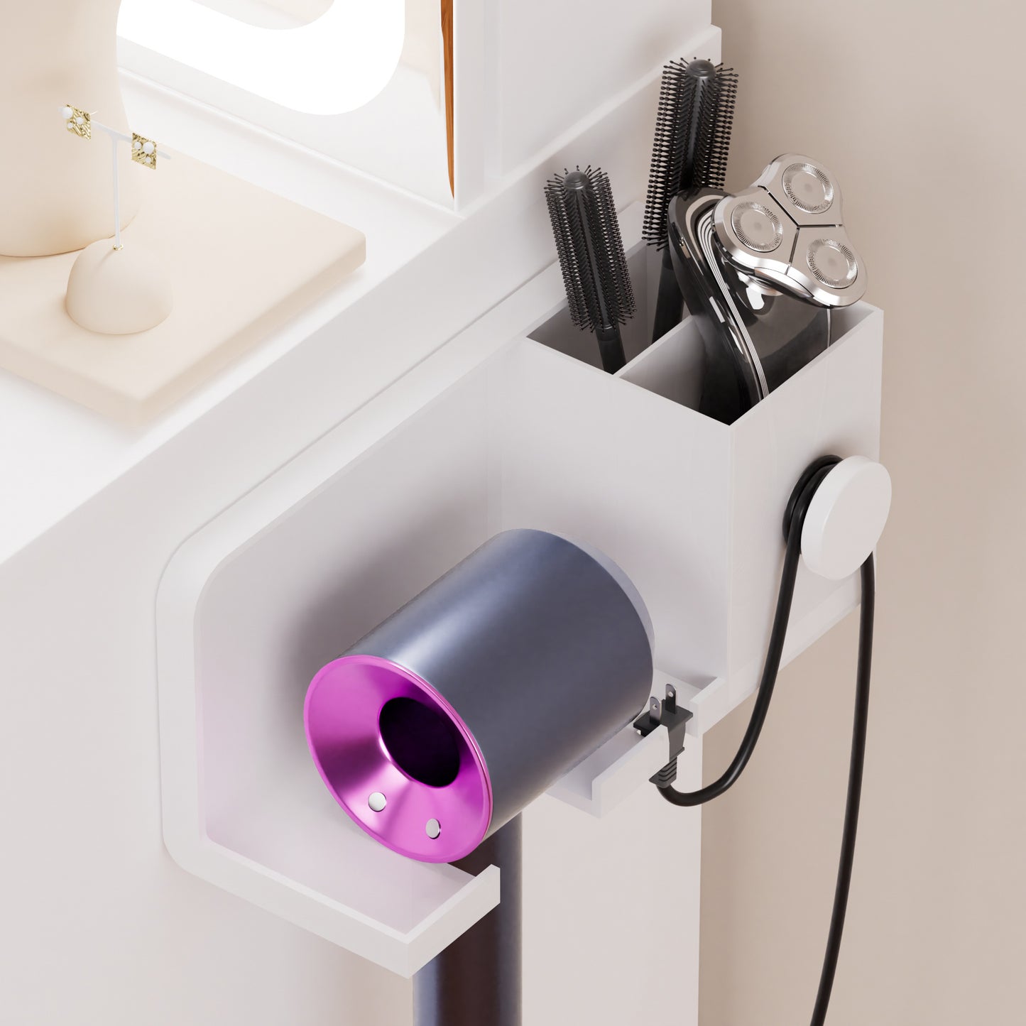Gray Dyson Supersonic hair dryer with purple accent
