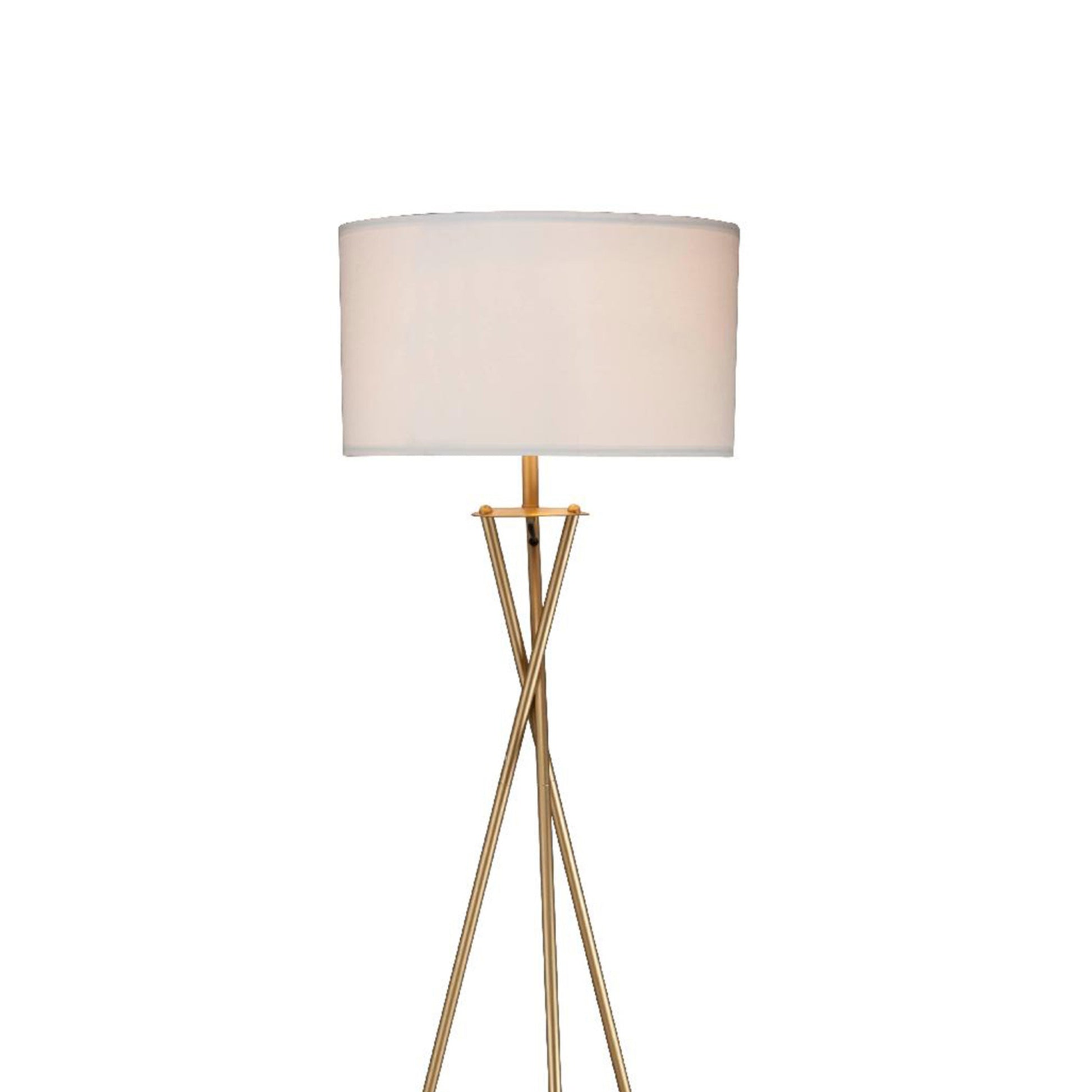 Gold tripod floor lamp with white drum shade modern accent lighting