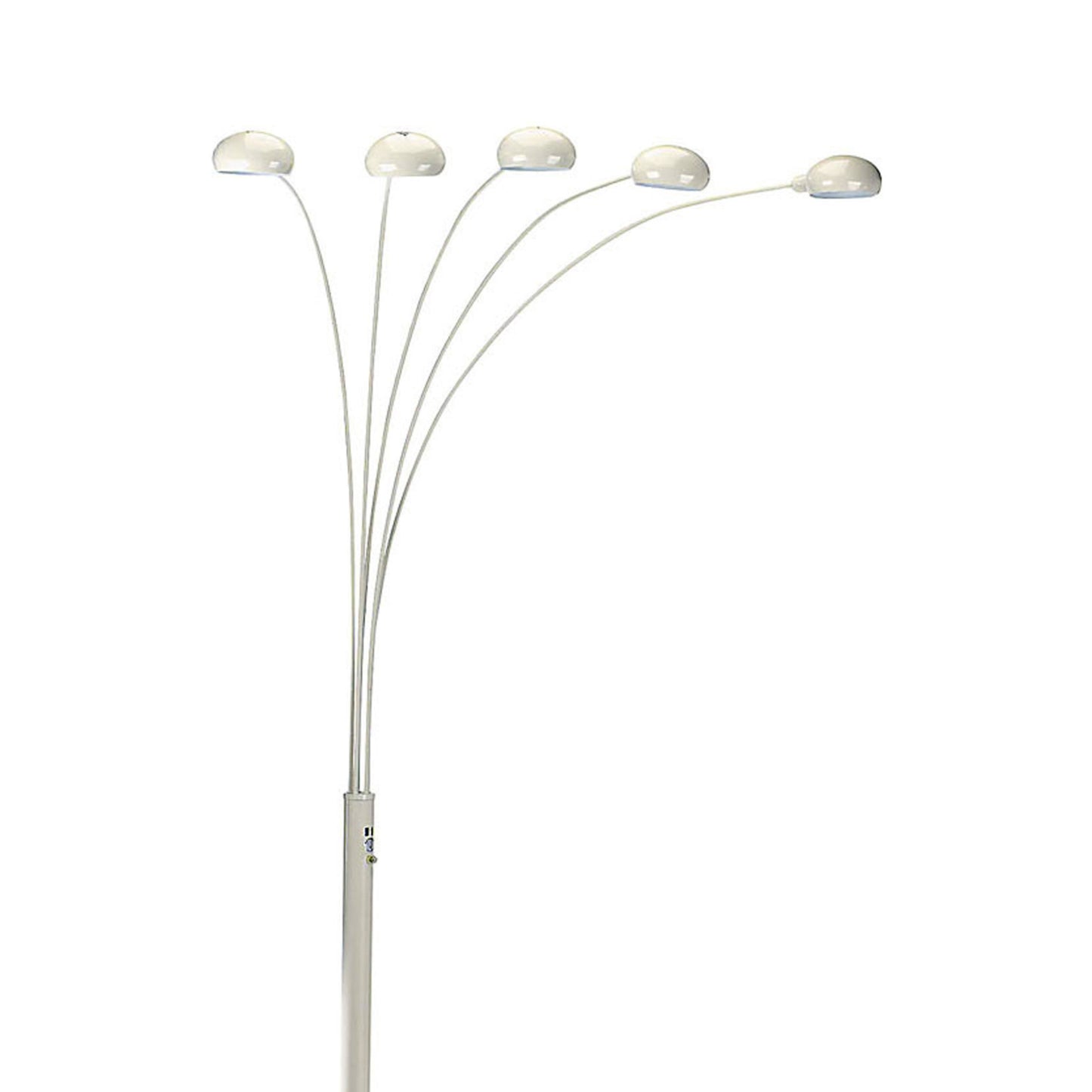 Elegant white arc floor lamp with five adjustable globeshaped lights