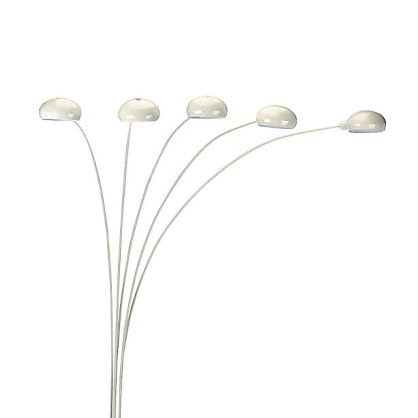 White arc floor lamp with five curved arms and dome shades modern style