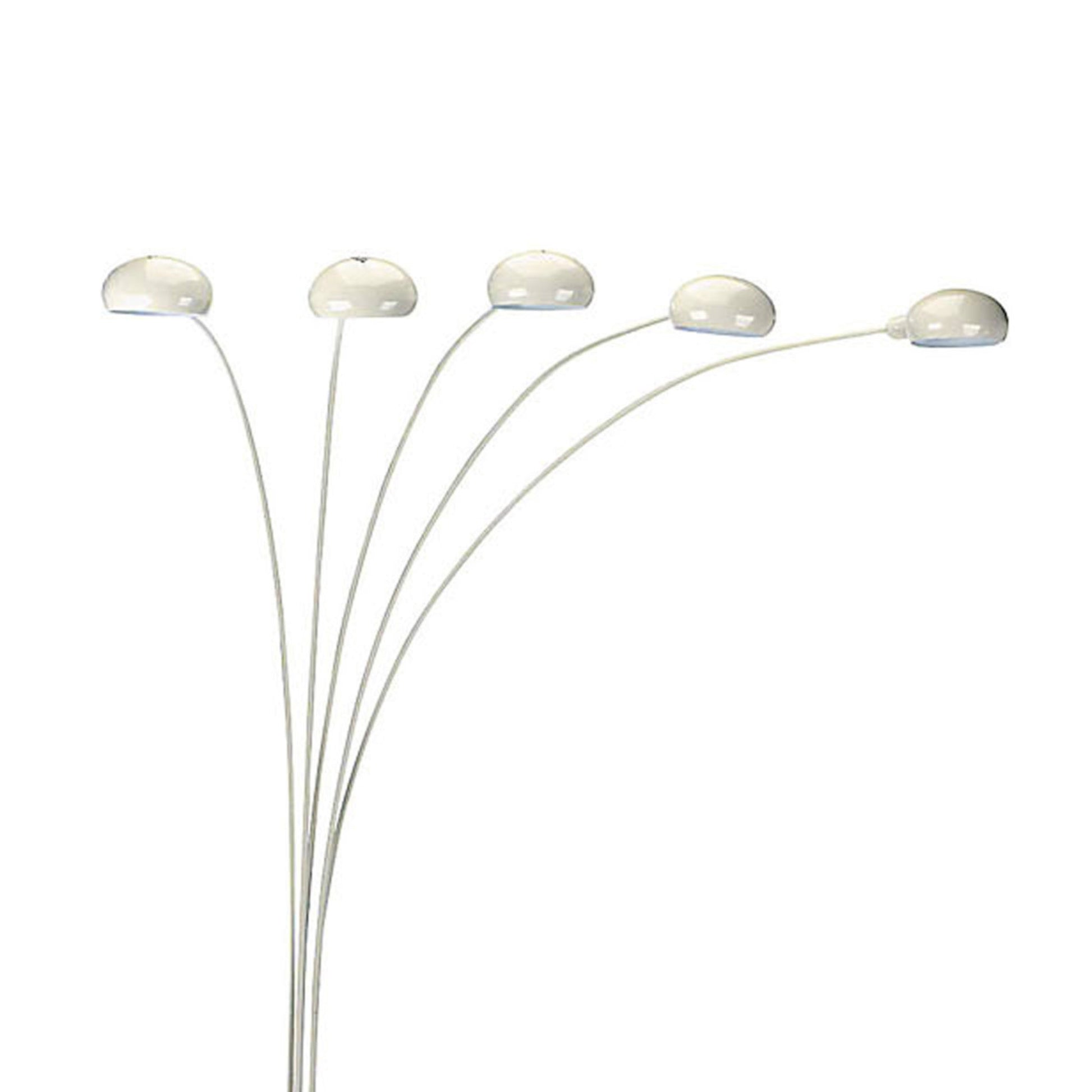 White arc floor lamp with five curved arms and dome shades modern style