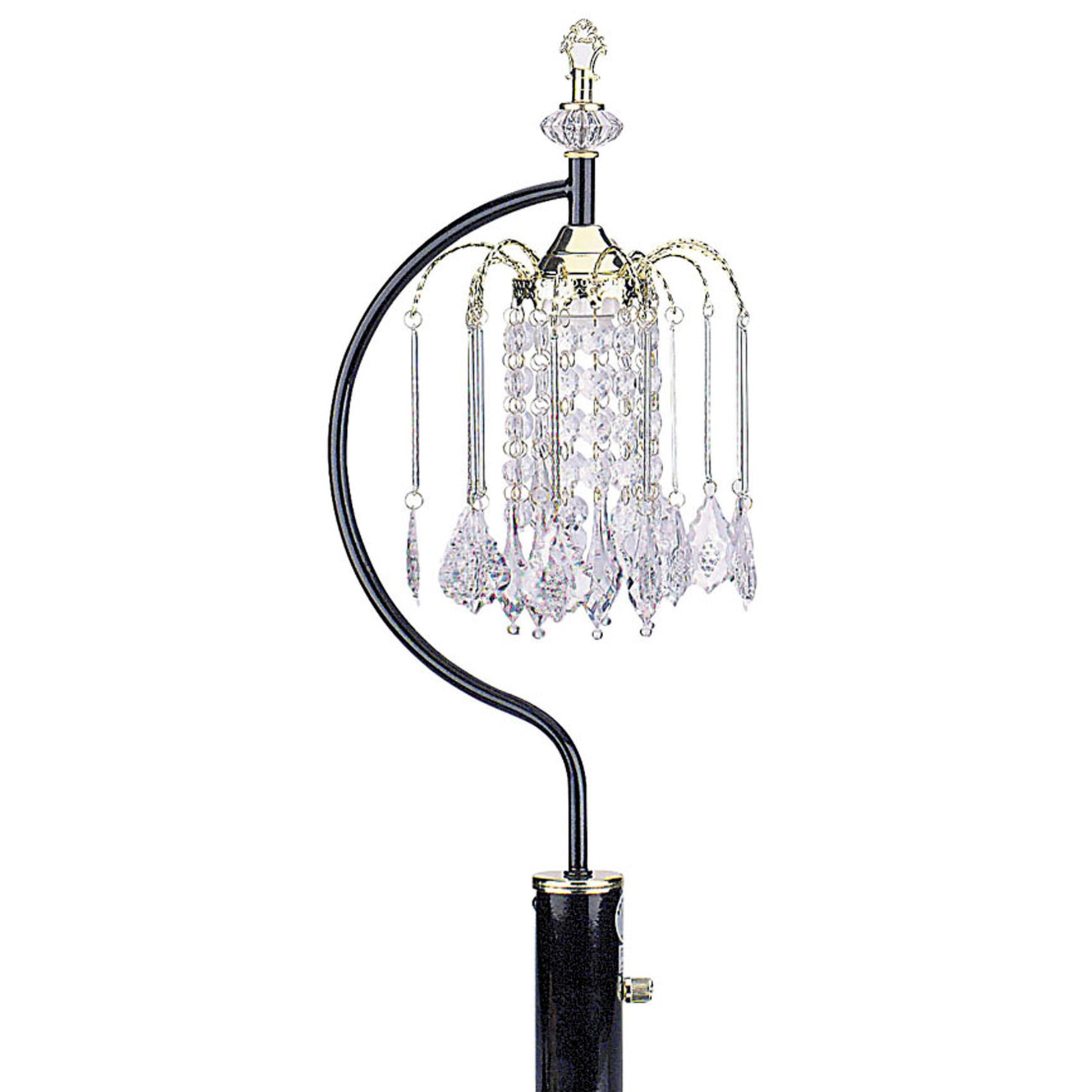 Black metal and crystal ornate chandelier lamp finial