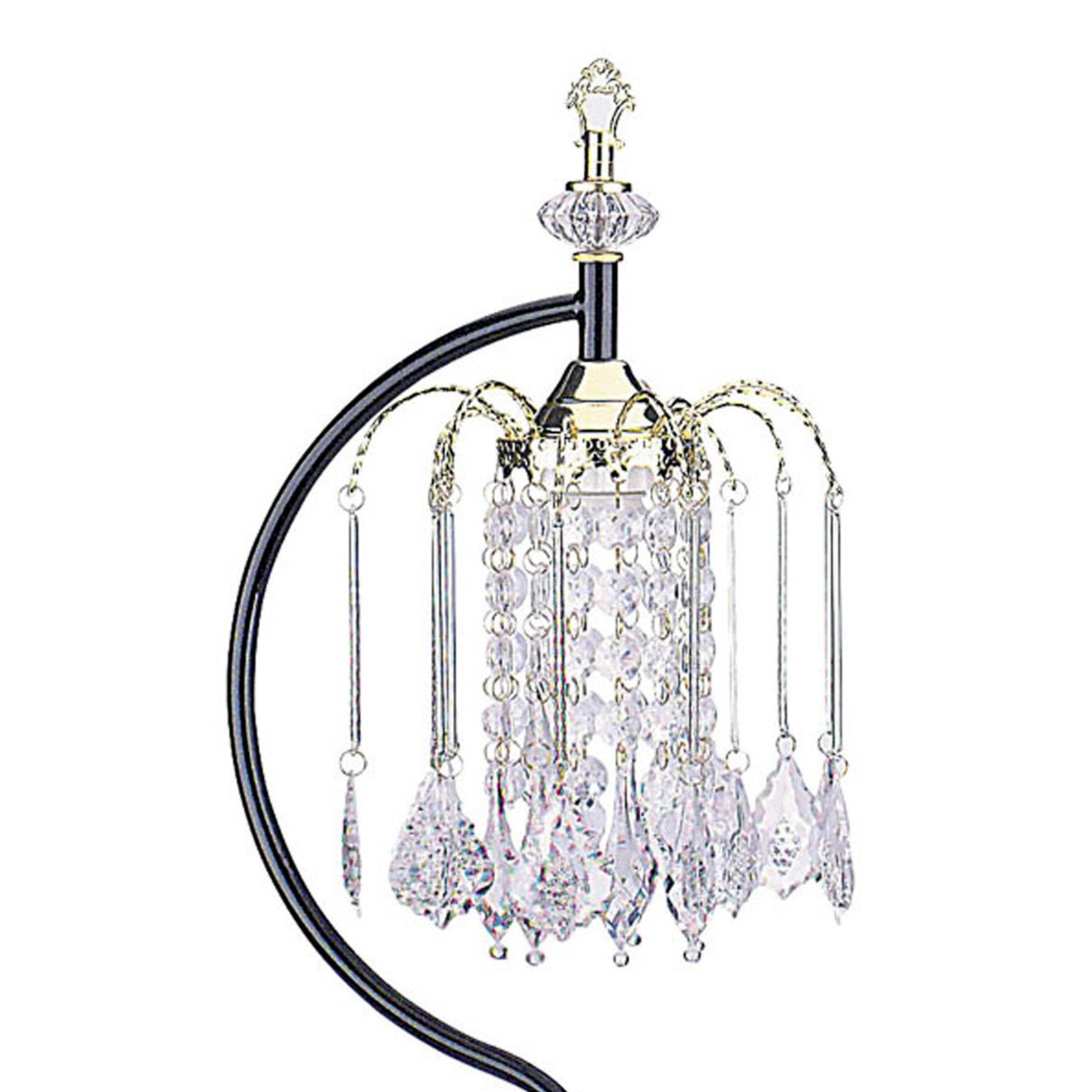 Elegant crystal chandelier with a black curved stand perfect for modern home decor