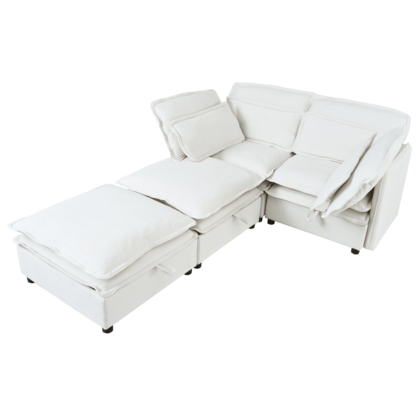 Plush white sectional sofa with chaise ideal for modern living rooms