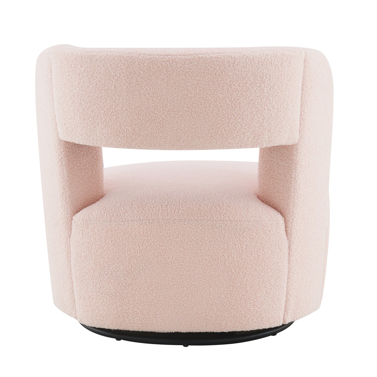 Pink boucl accent chair with rounded back and arms perfect for modern living rooms