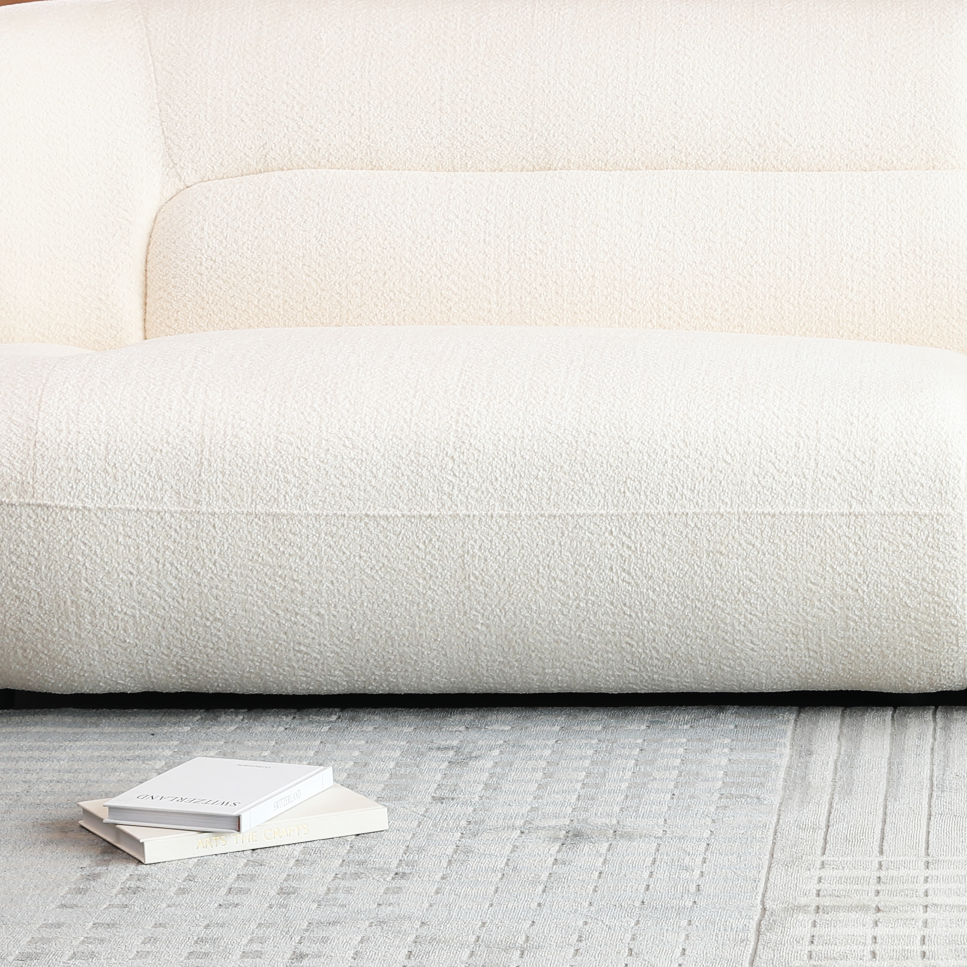 Cream boucle sofa with plush textured upholstery perfect for modern living rooms