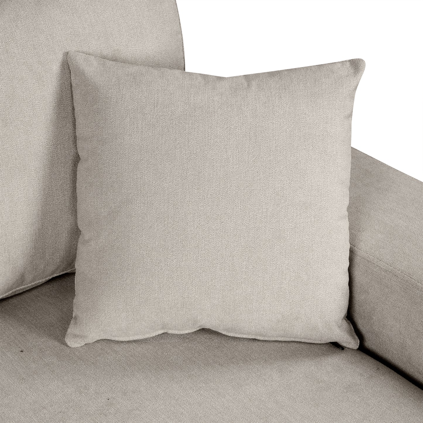 Textured linen square throw pillow in neutral beige perfect for sofa