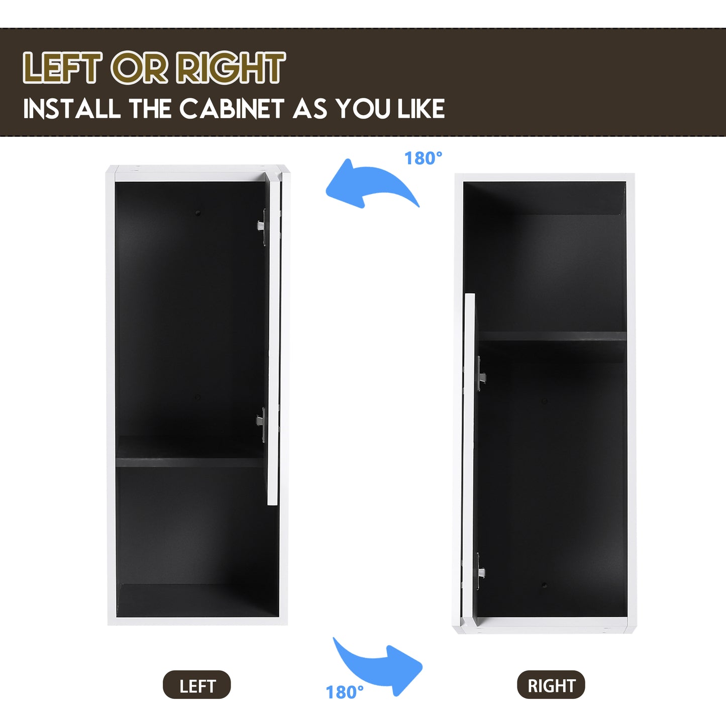 White modern cabinet with leftswinging door two shelves