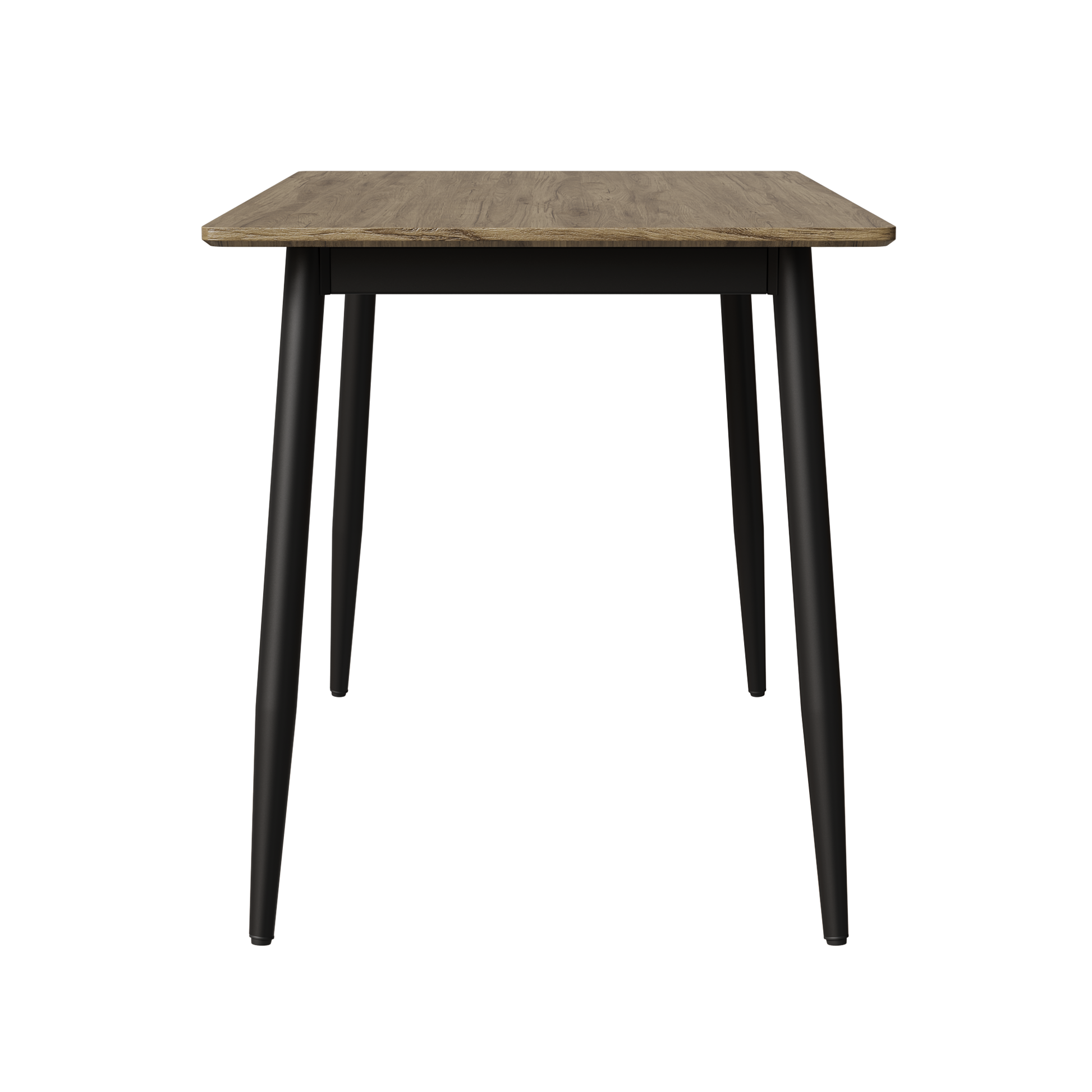 Modern oak wood side table with tapered black legs perfect for small spaces