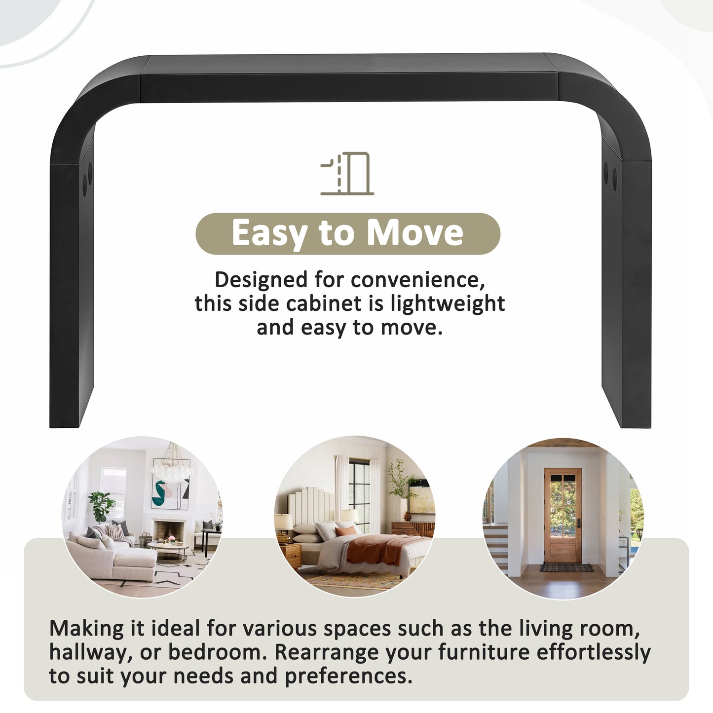 Sleek black minimalist console table with curved legs ideal for modern entryways