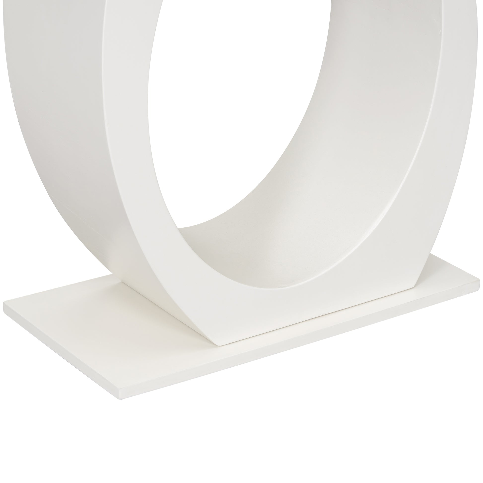 Sculptural white console table base with a modern curved design