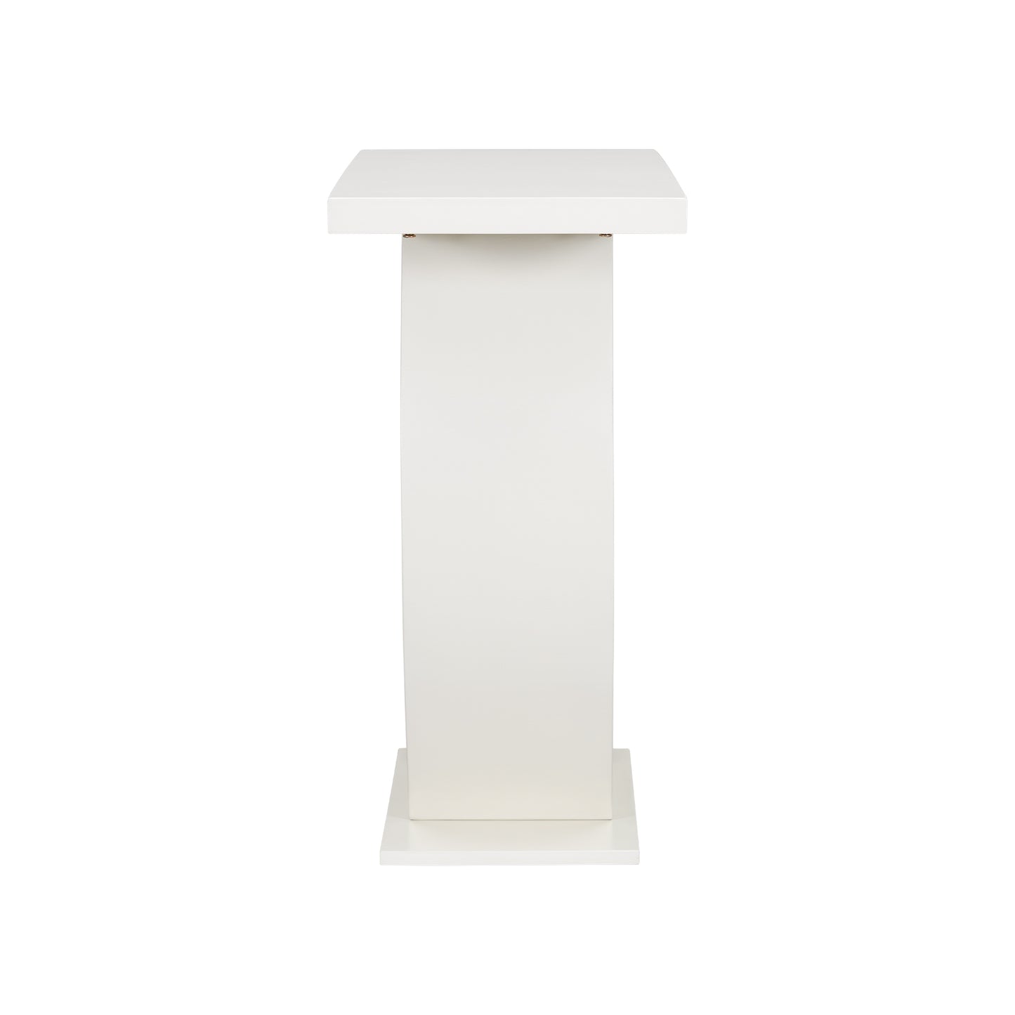 Modern white rectangular display pedestal with clean lines for retail settings