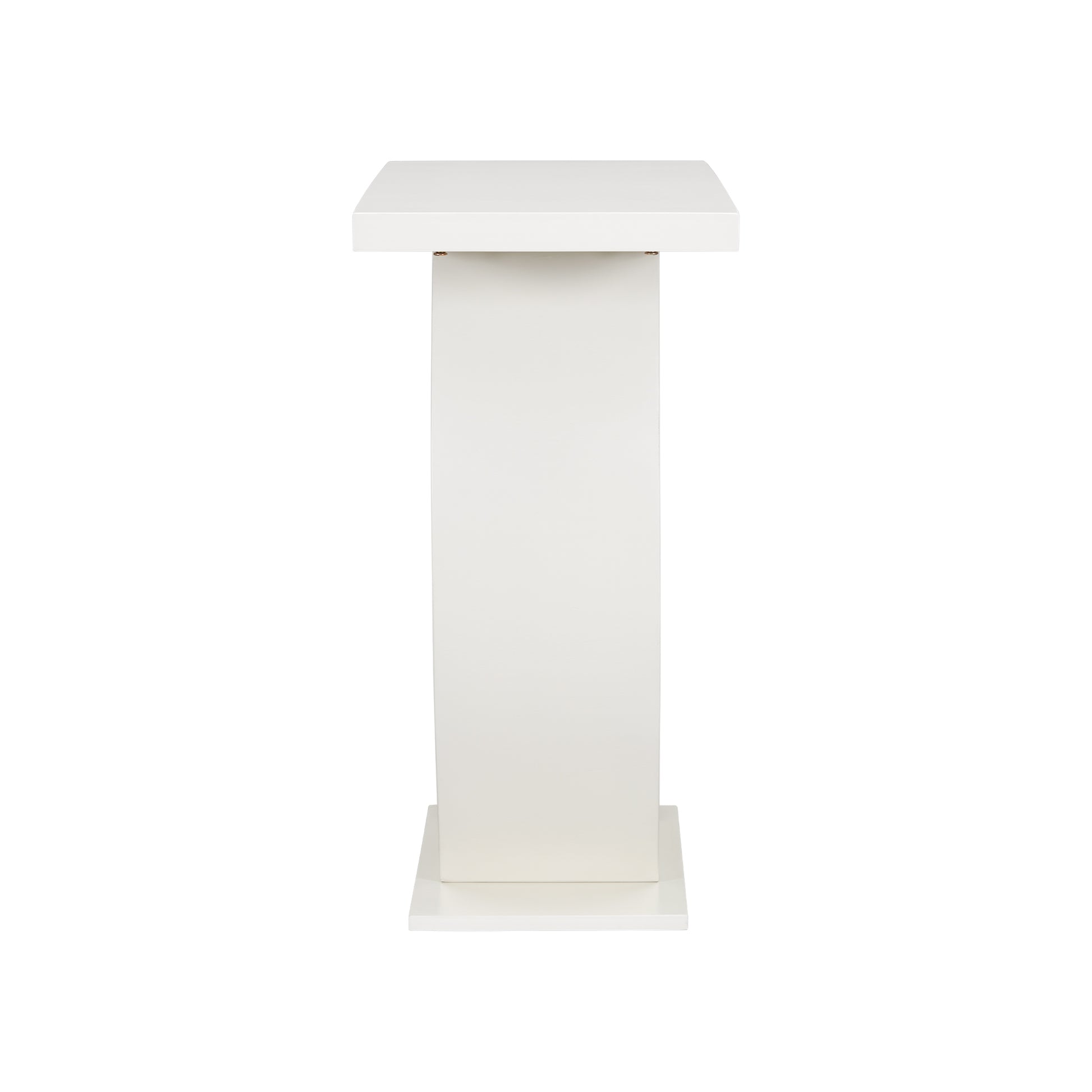 Modern white rectangular display pedestal with clean lines for retail settings