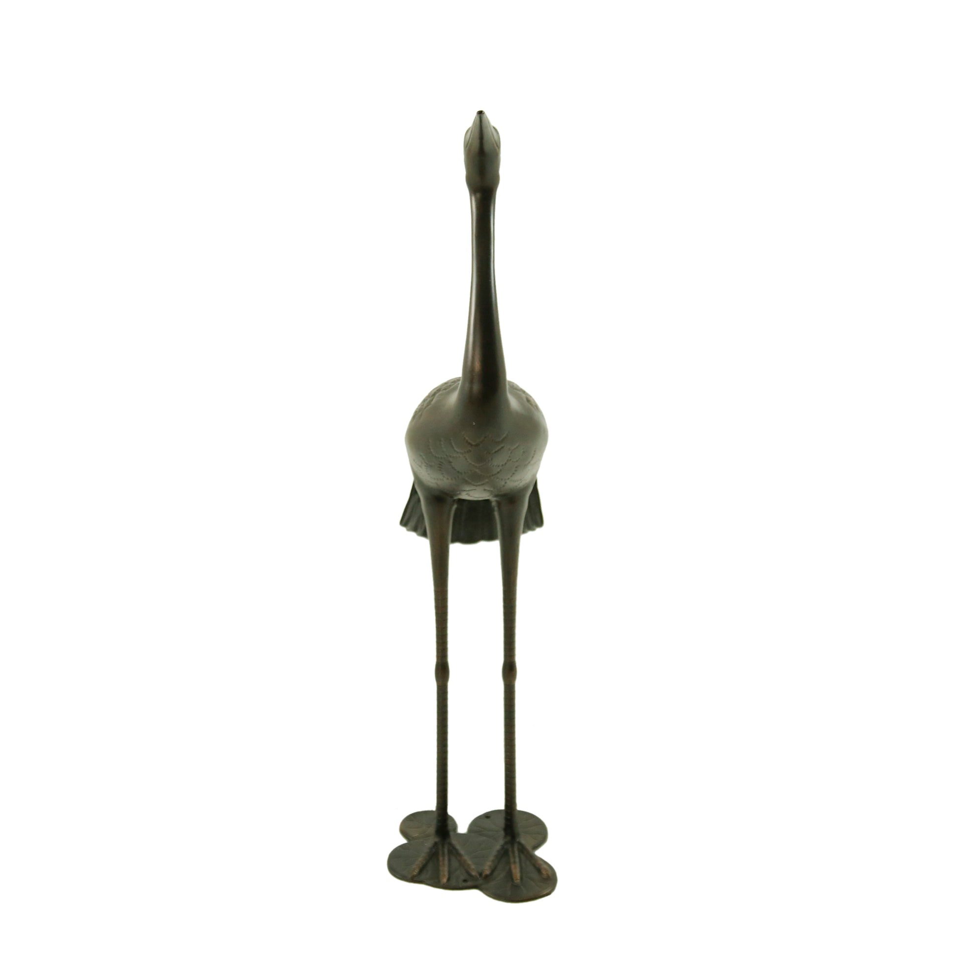 Bronze crane statue with intricate feather detail elegant home decor