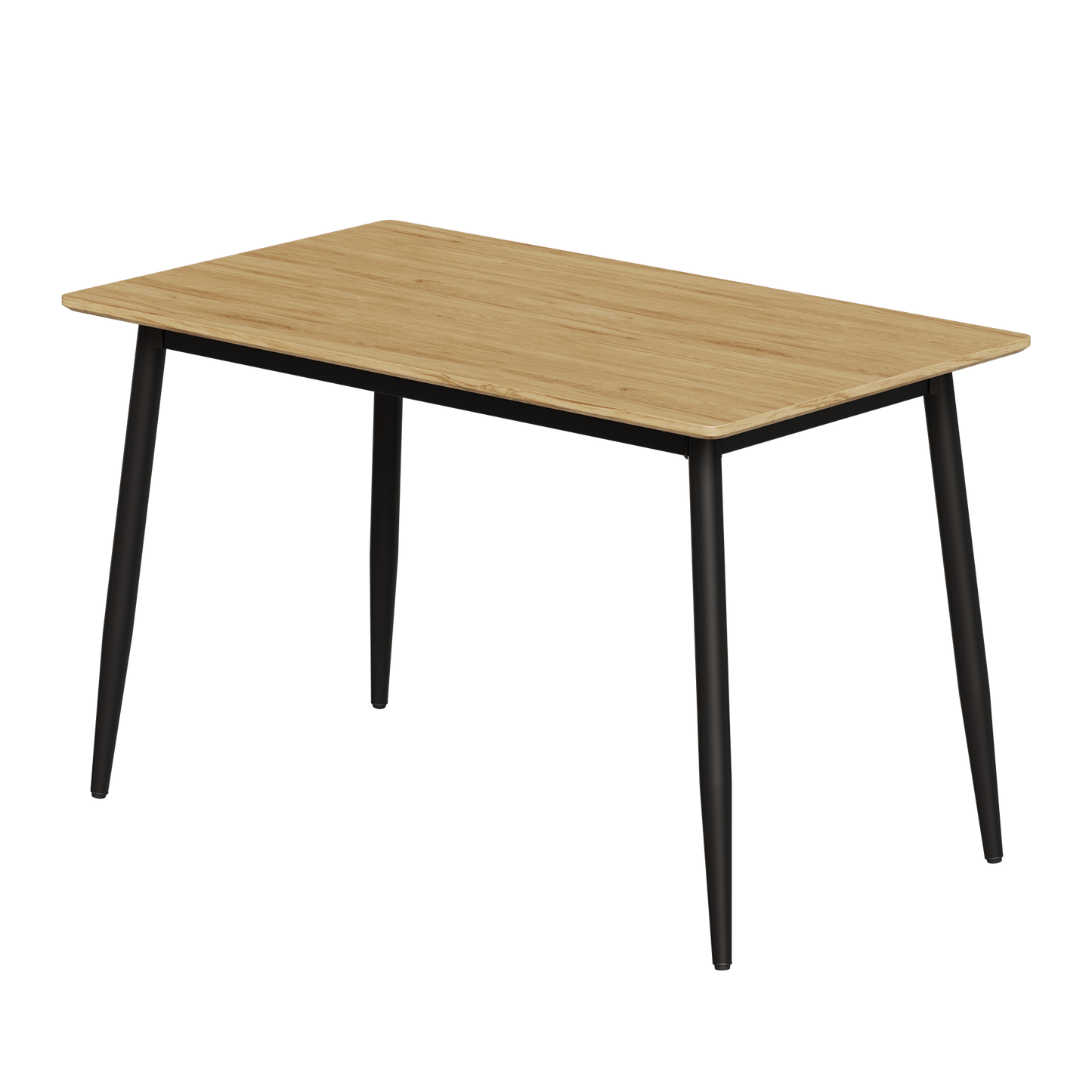 Rectangular wooden dining table with black metal legs