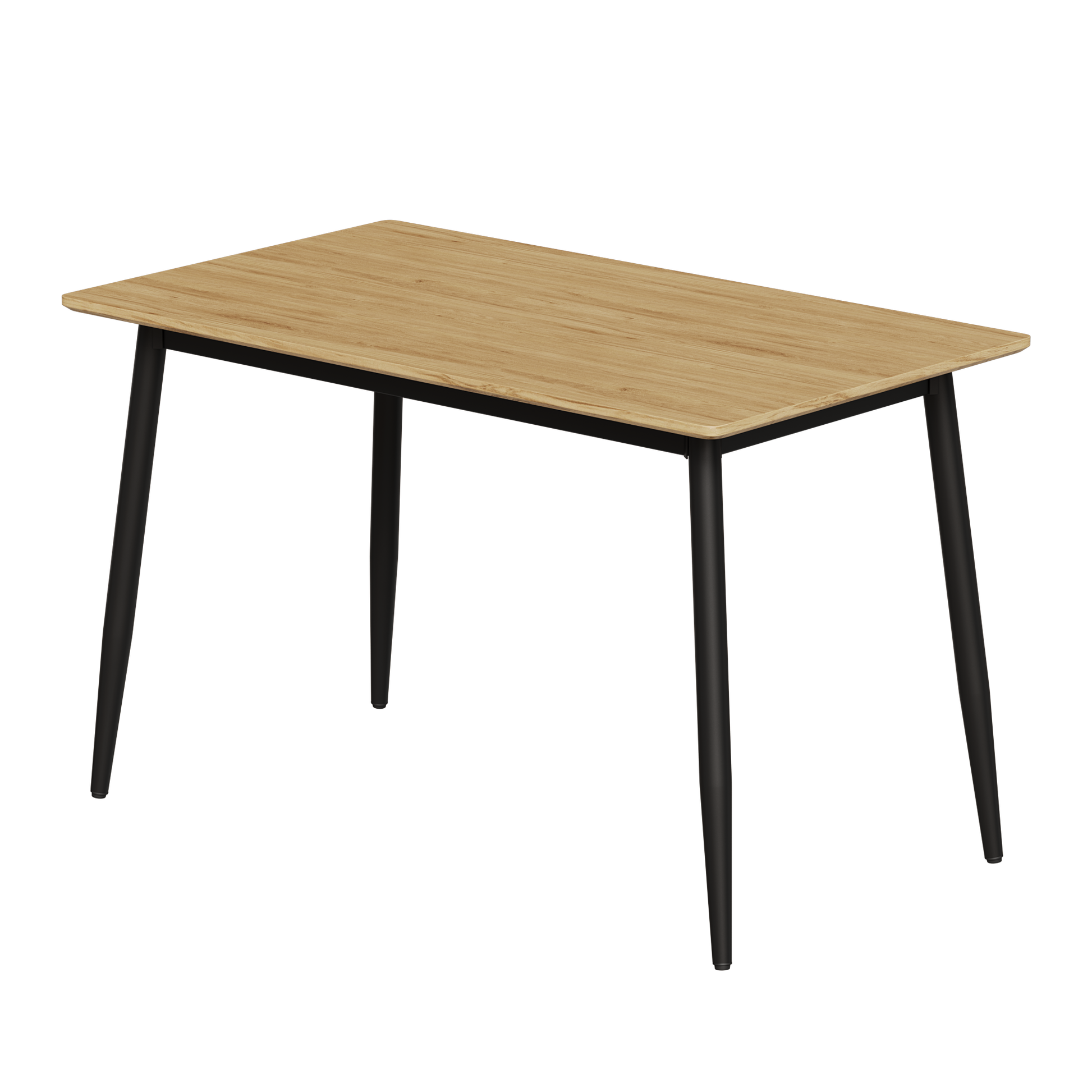 Rectangular wooden dining table with black metal legs