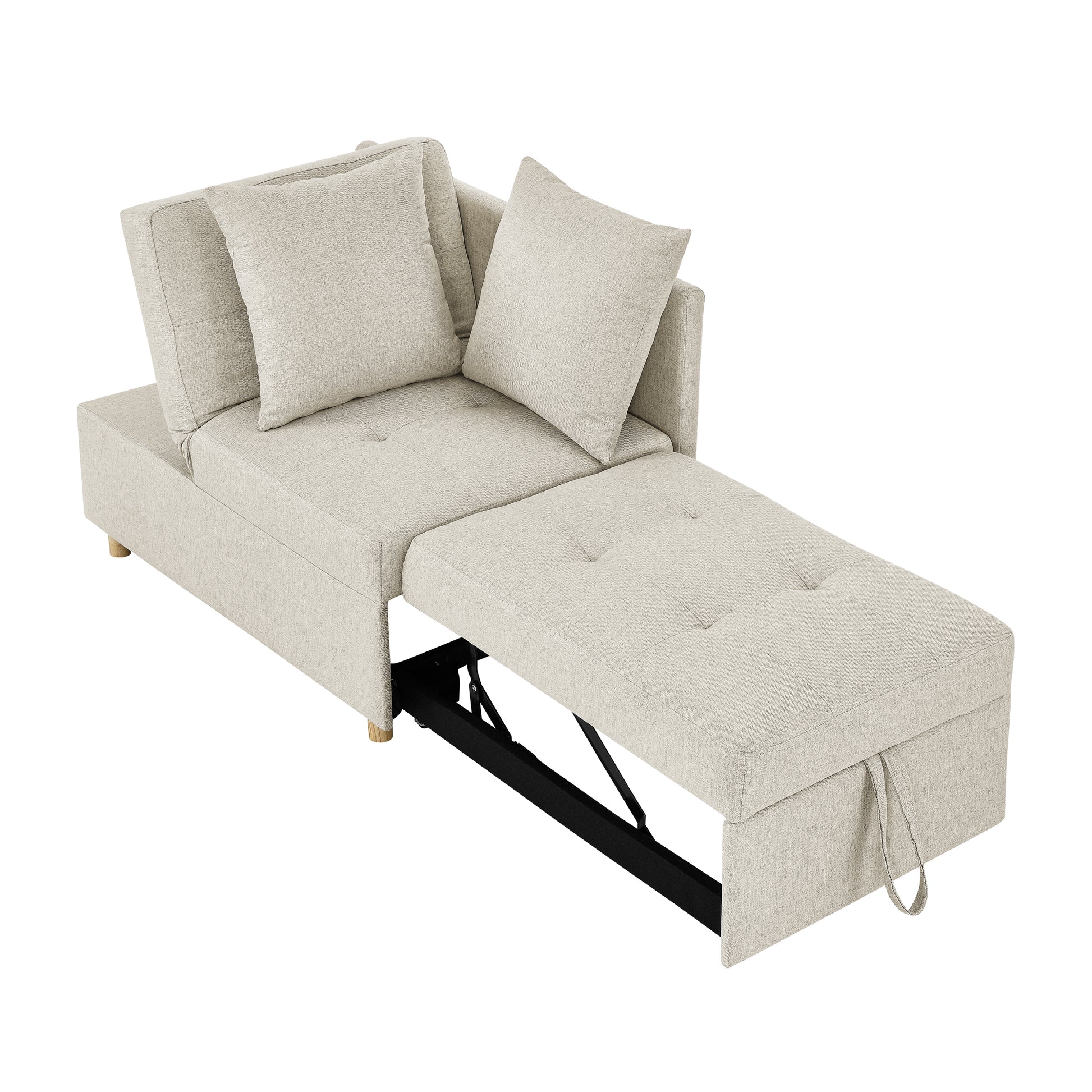 Light beige linen convertible sofa with chaise perfect for small spaces