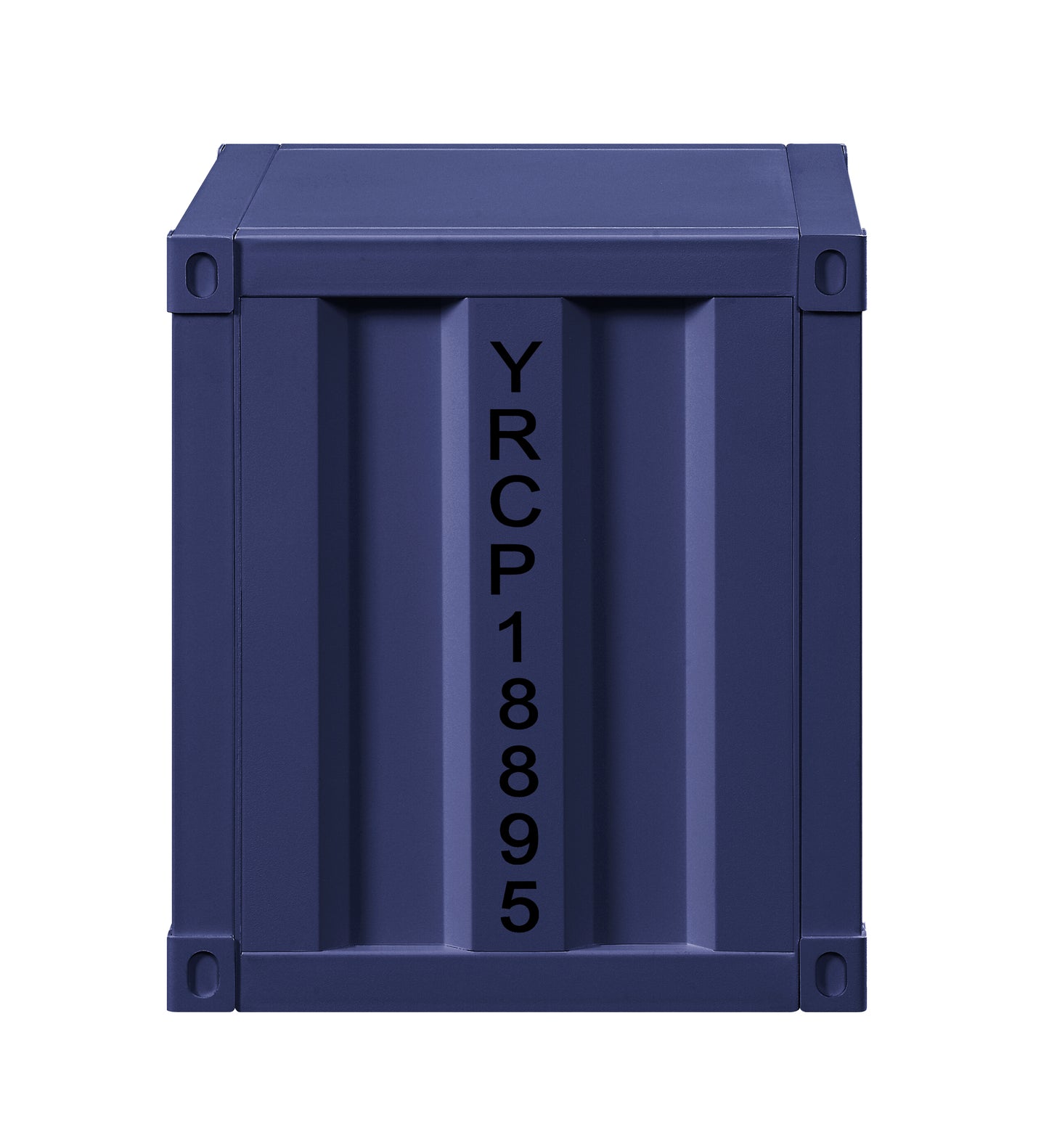 Dark blue shipping container with YRCP  markings
