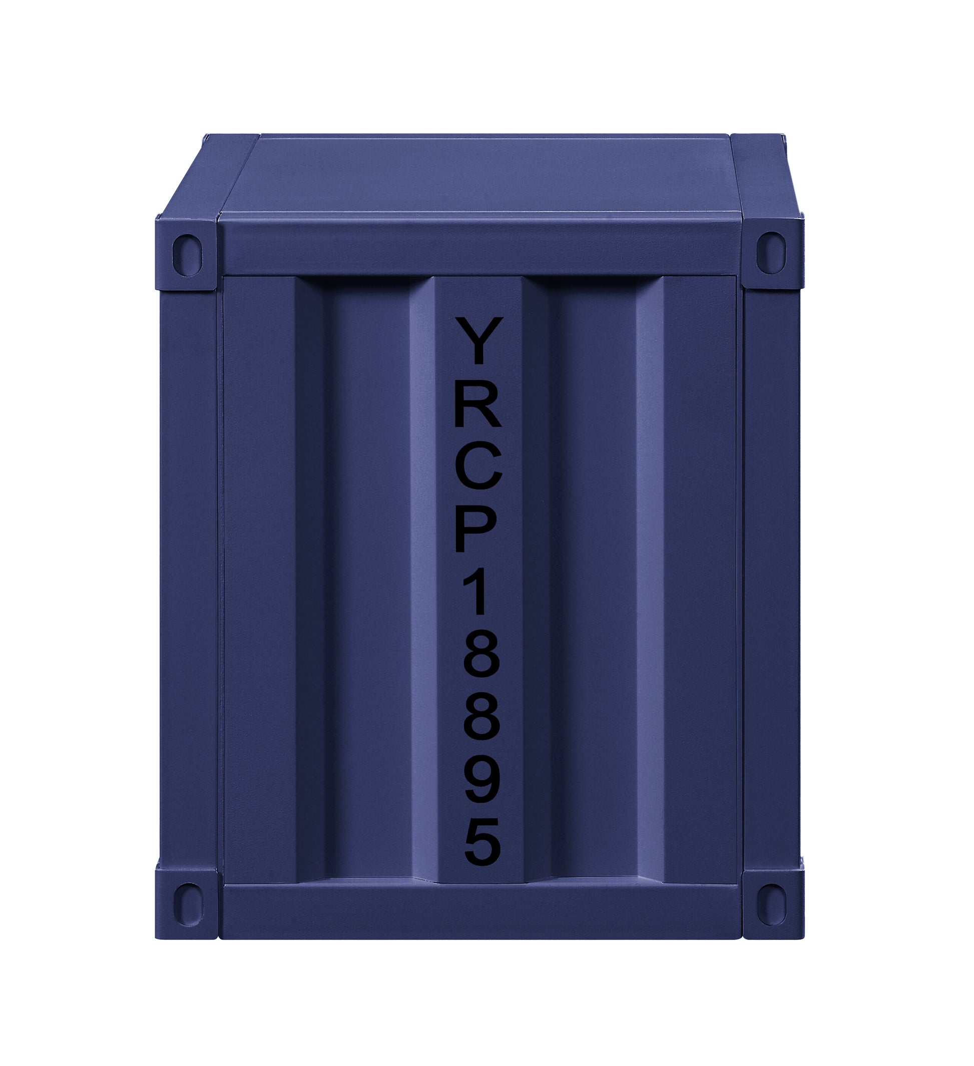 Dark blue shipping container with YRCP  markings
