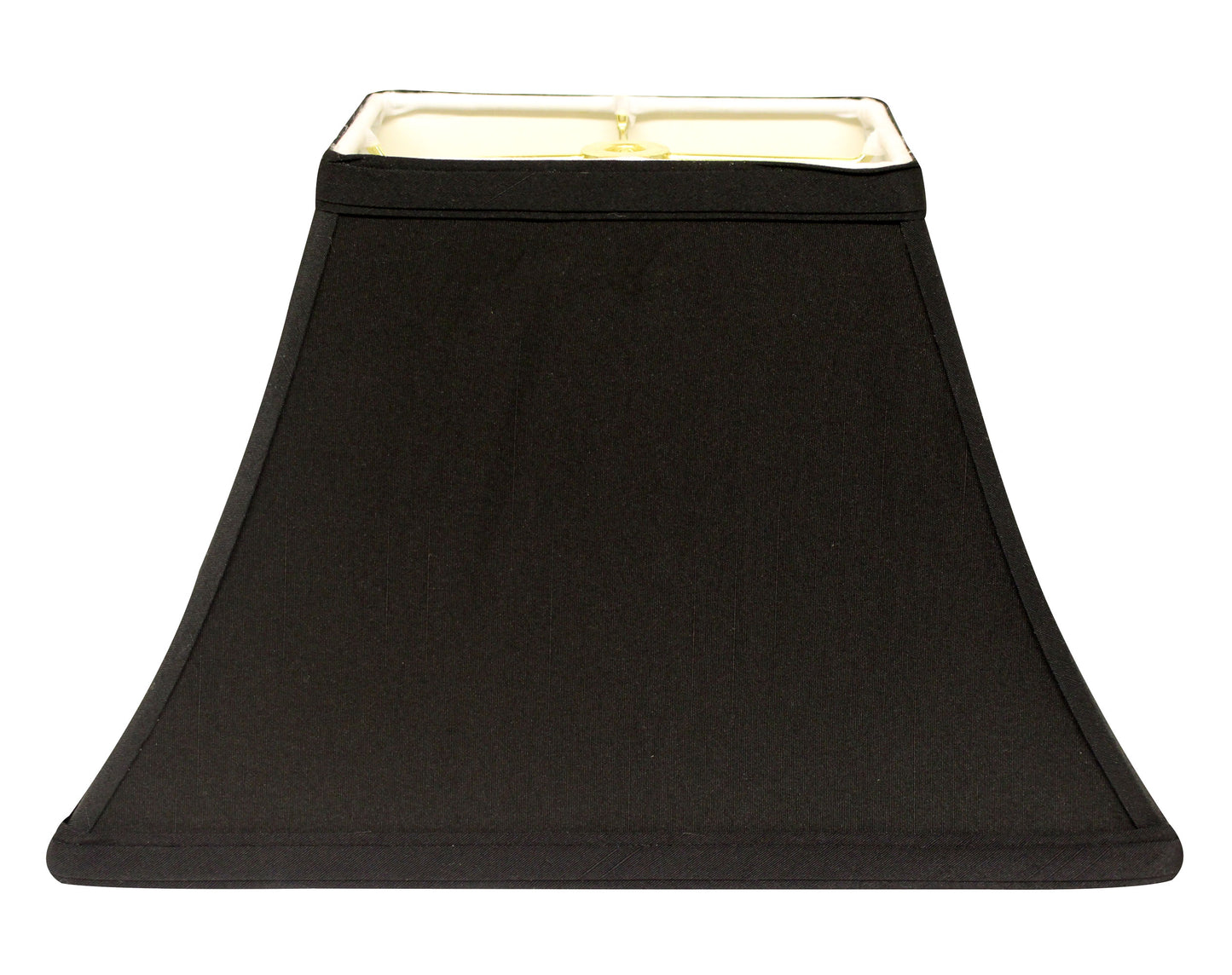 Black rectangular bell lampshade with a fabric finish and cream interior