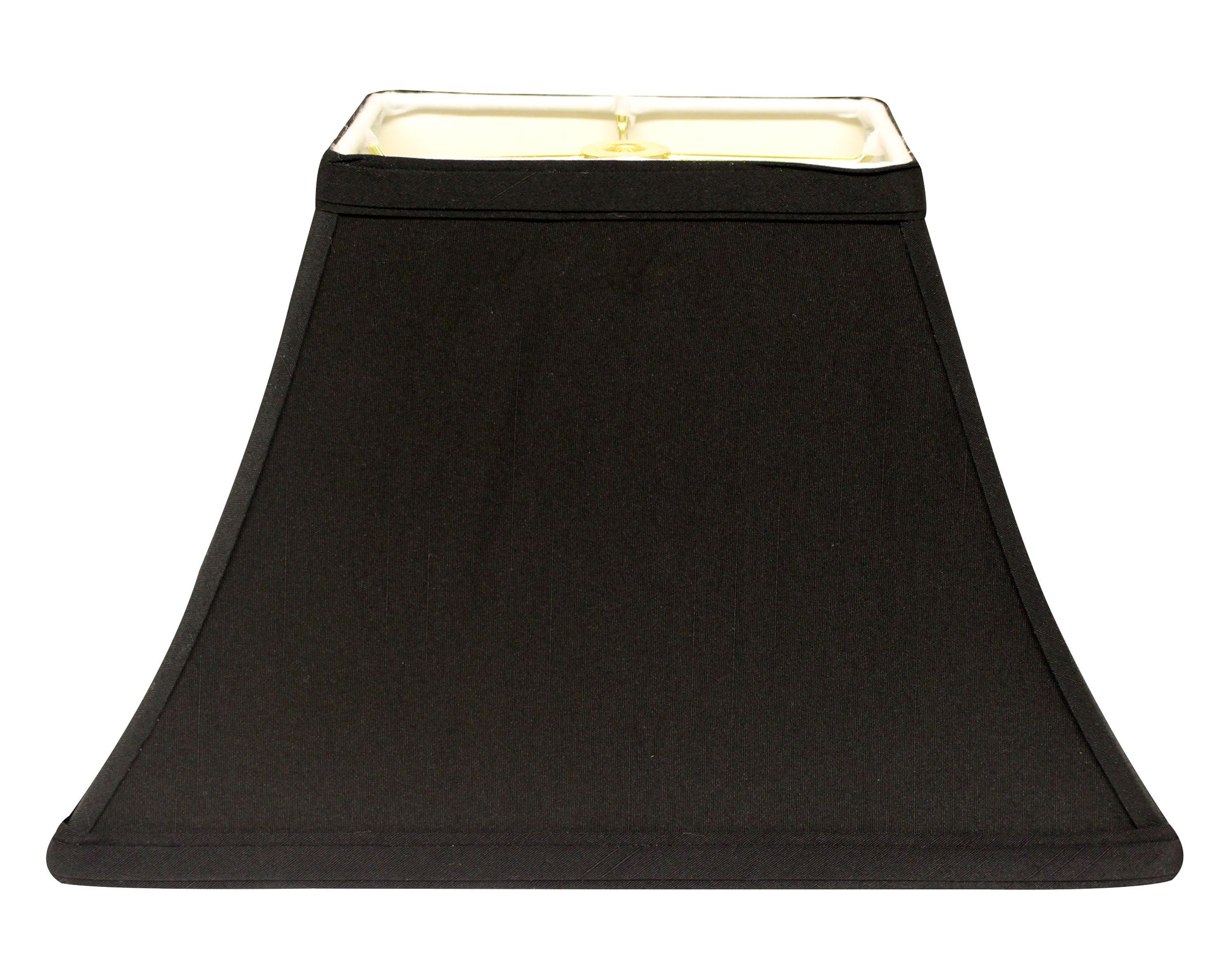 Black rectangular bell lampshade with a fabric finish and cream interior