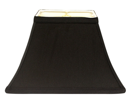Black rectangular bell lampshade with a fabric finish and cream interior
