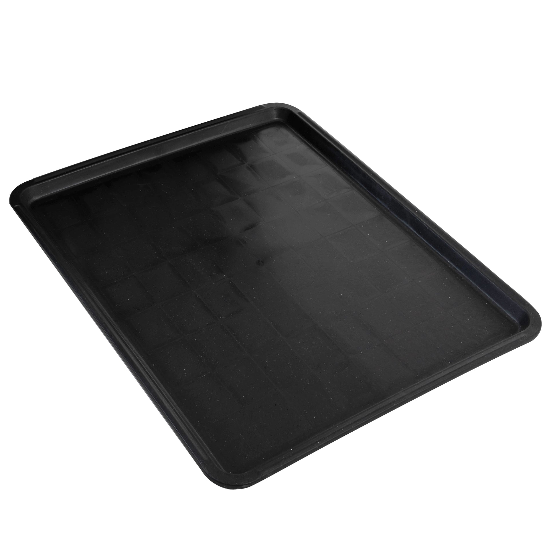 Black plastic baking tray with a textured surface ideal for cookie sheets
