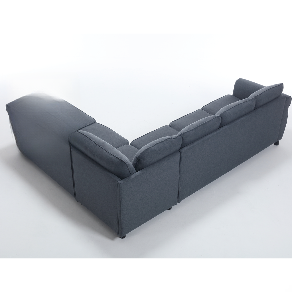 Deep grey fabric sectional sofa with plush cushions for comfortable seating