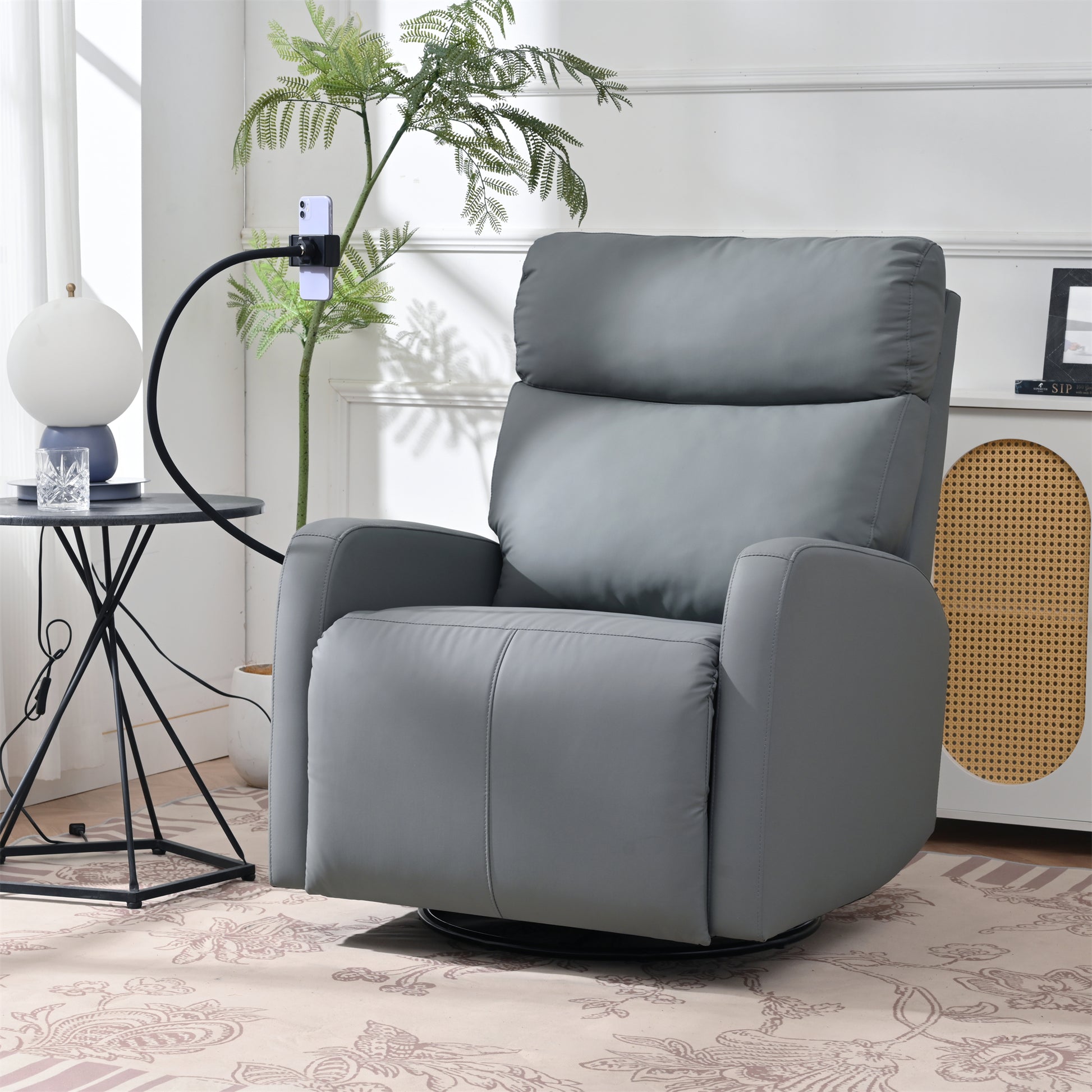 Comfortable grey recliner chair with plush cushioning perfect for living room relaxation