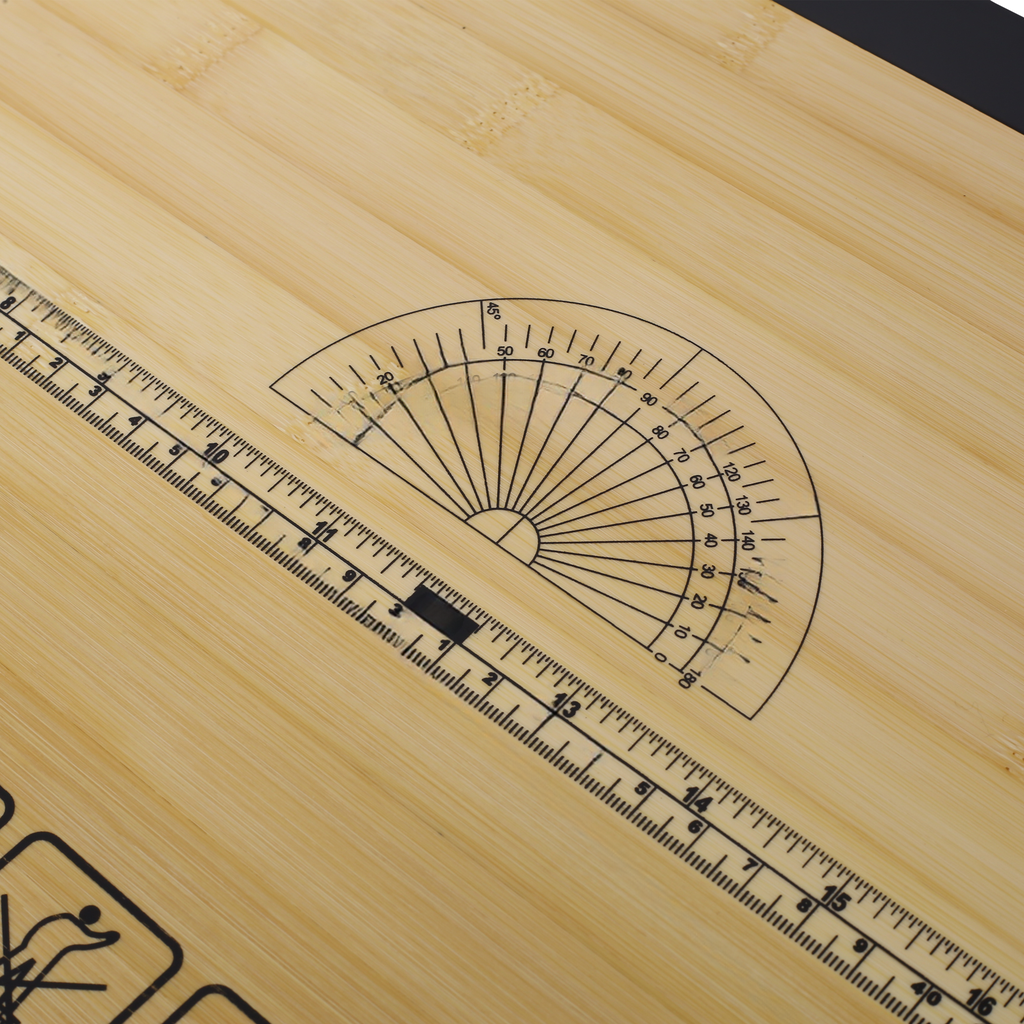 Bamboo drafting board with integrated ruler and protractor for precise architectural drawing