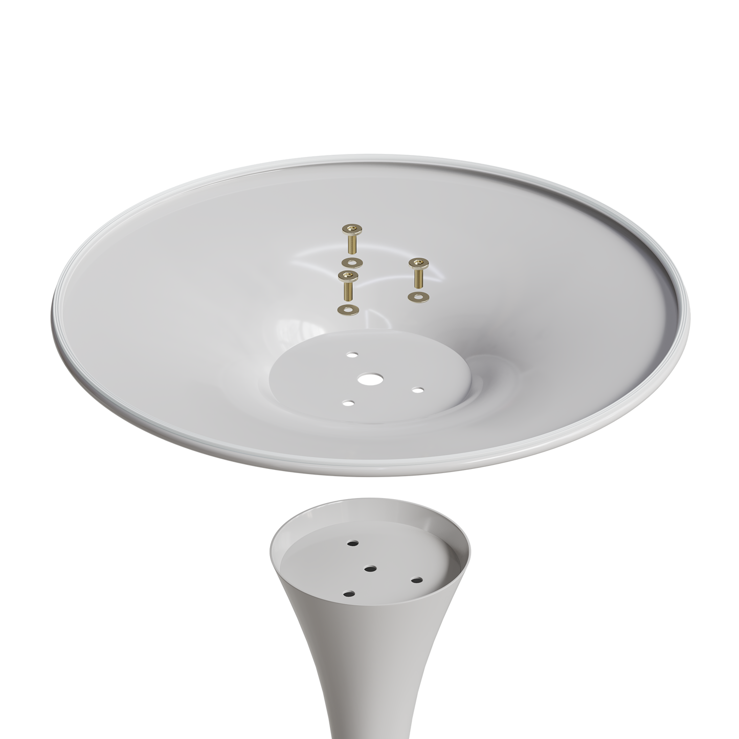 White pendant lamp shade with mounting holes and screws modern design