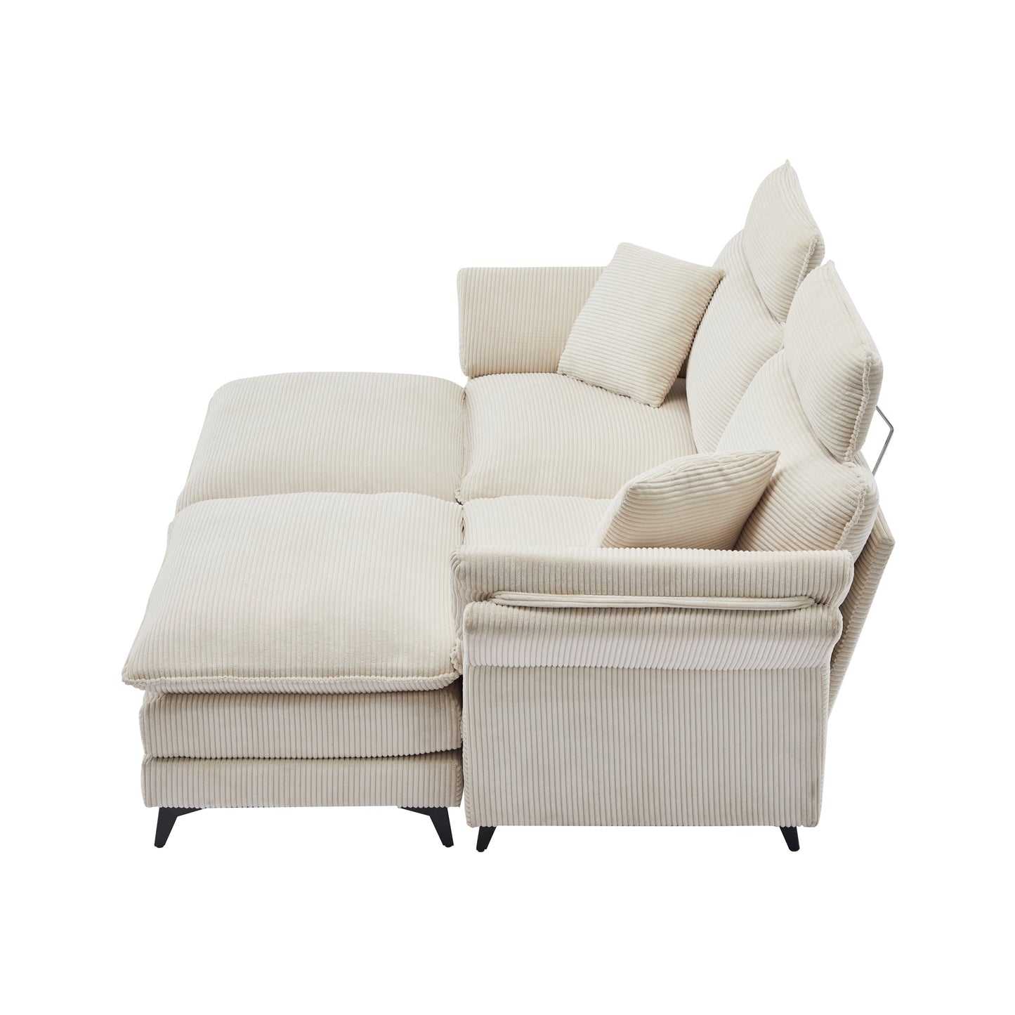 Cream corduroy modular sofa with adjustable backrests perfect for modern living rooms