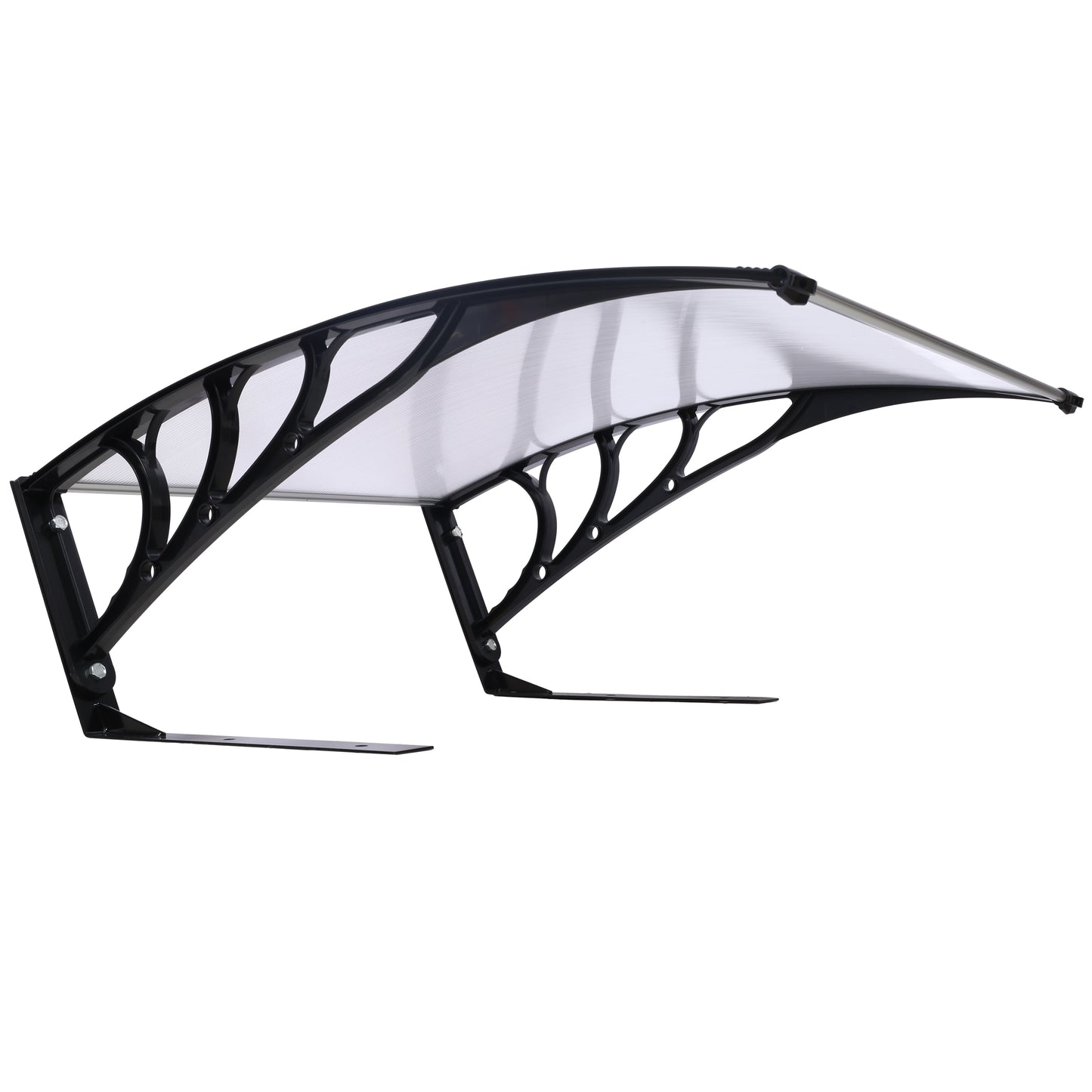 Modern black ABS plastic door awning with clear polycarbonate canopy for weather protection