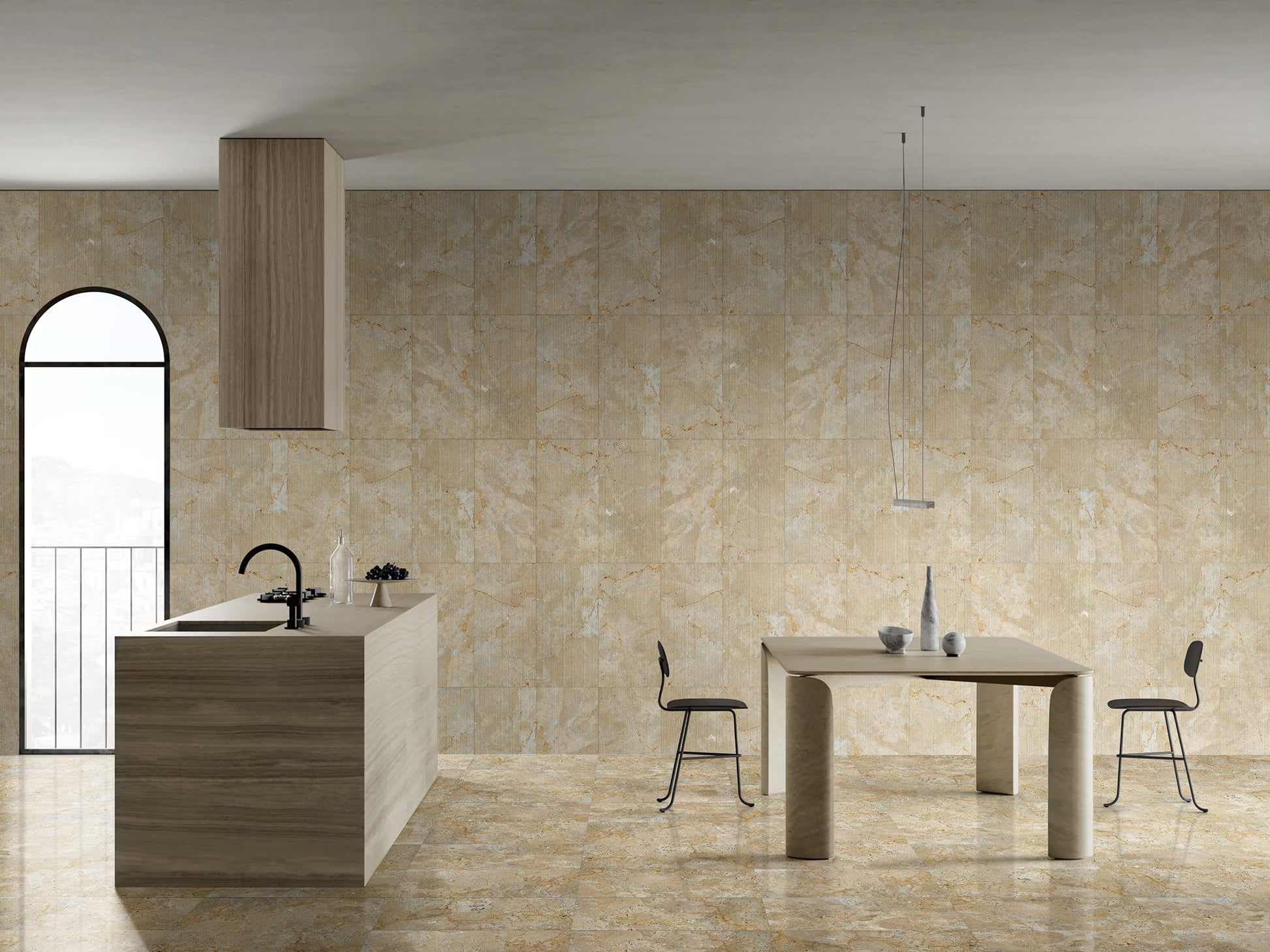 Modern beige marble kitchen wall tiles create a warm natural ambiance Shop now