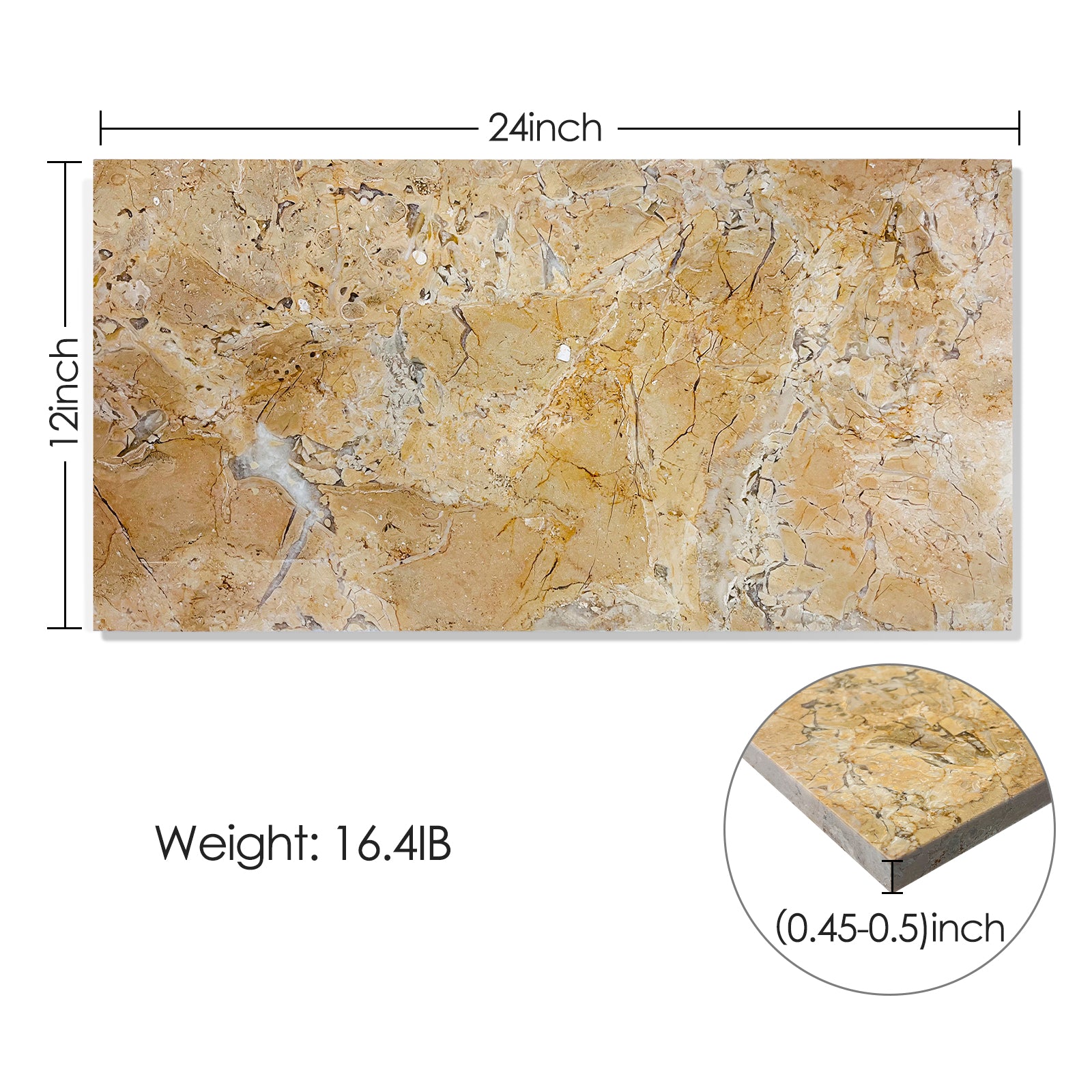 Gold marble tile x inch showcasing natural veining for flooring