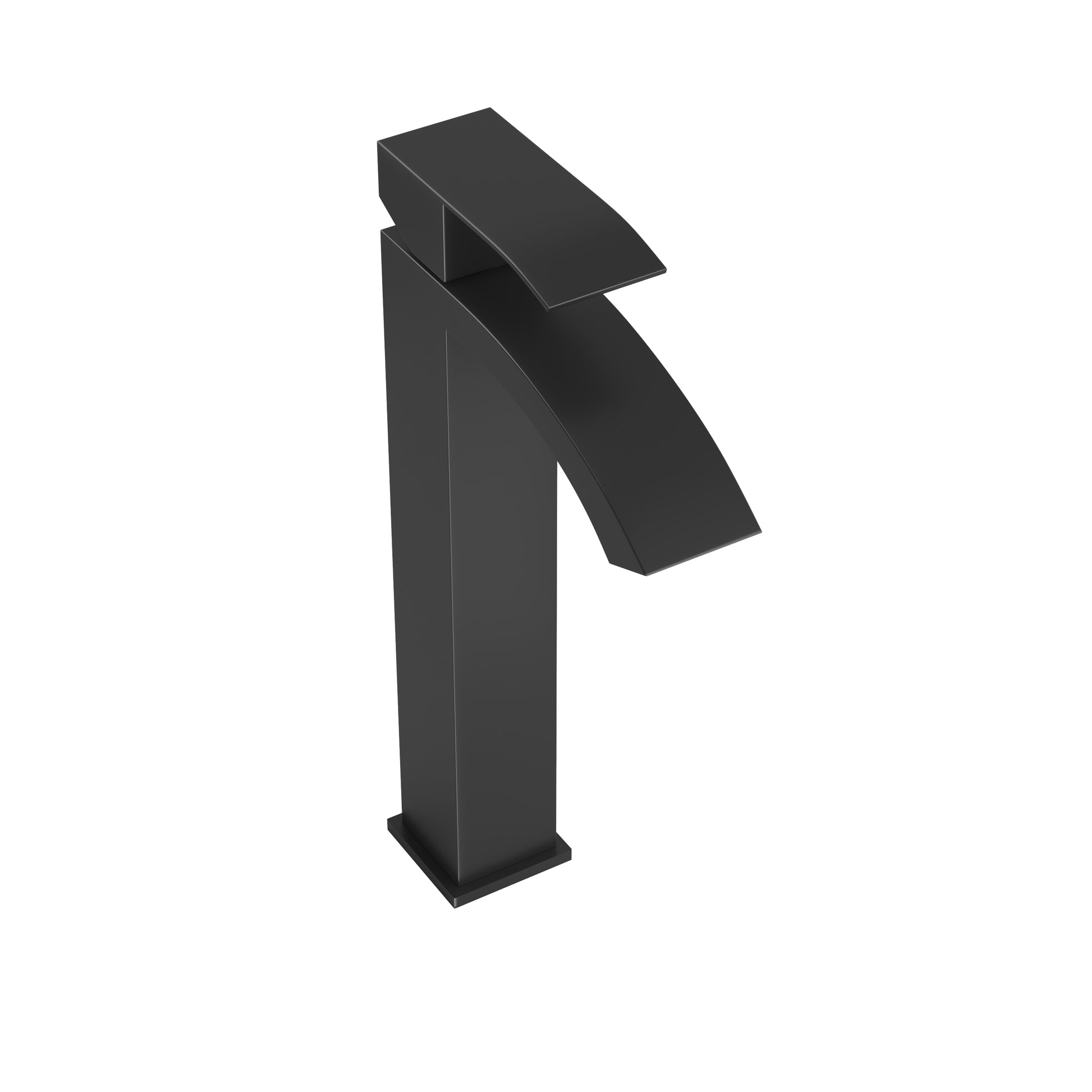 Matte black waterfall bathroom faucet with sleek modern design