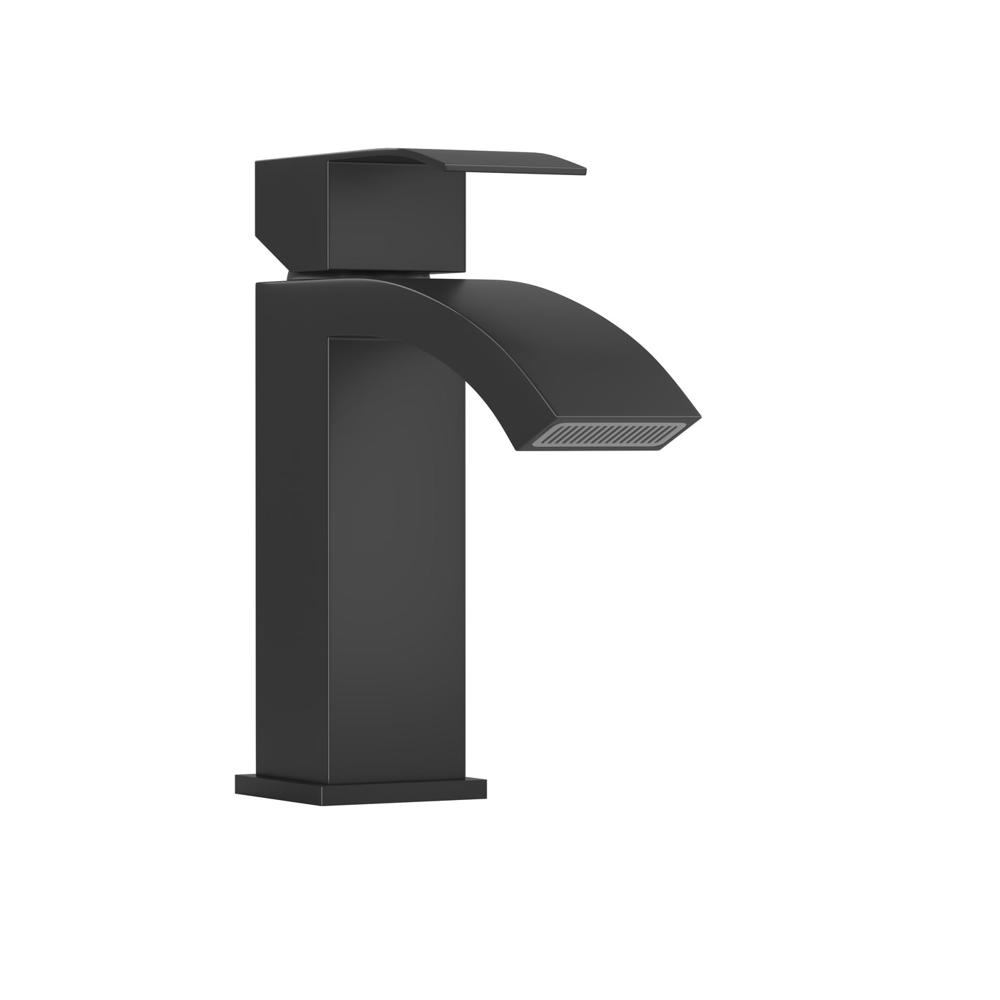 Modern matte black waterfall faucet with a sleek minimalist design for bathrooms
