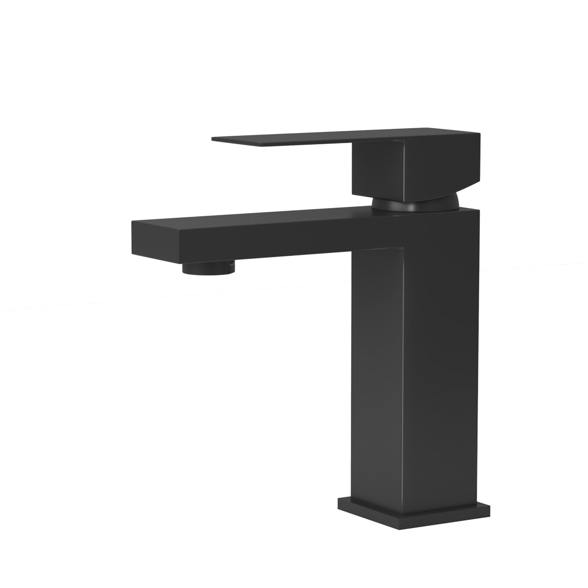 Modern matte black singlehandle bathroom faucet with square design