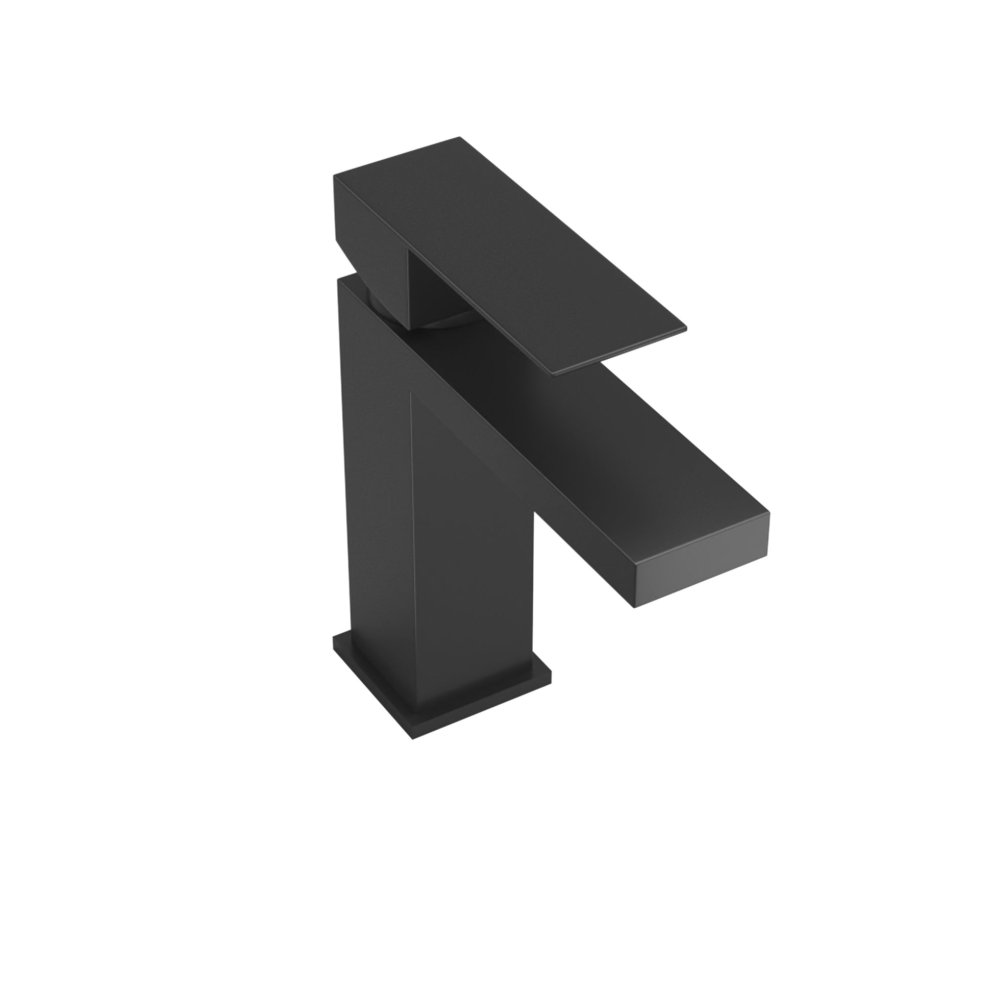 Matte black waterfall basin faucet with a modern minimalist design