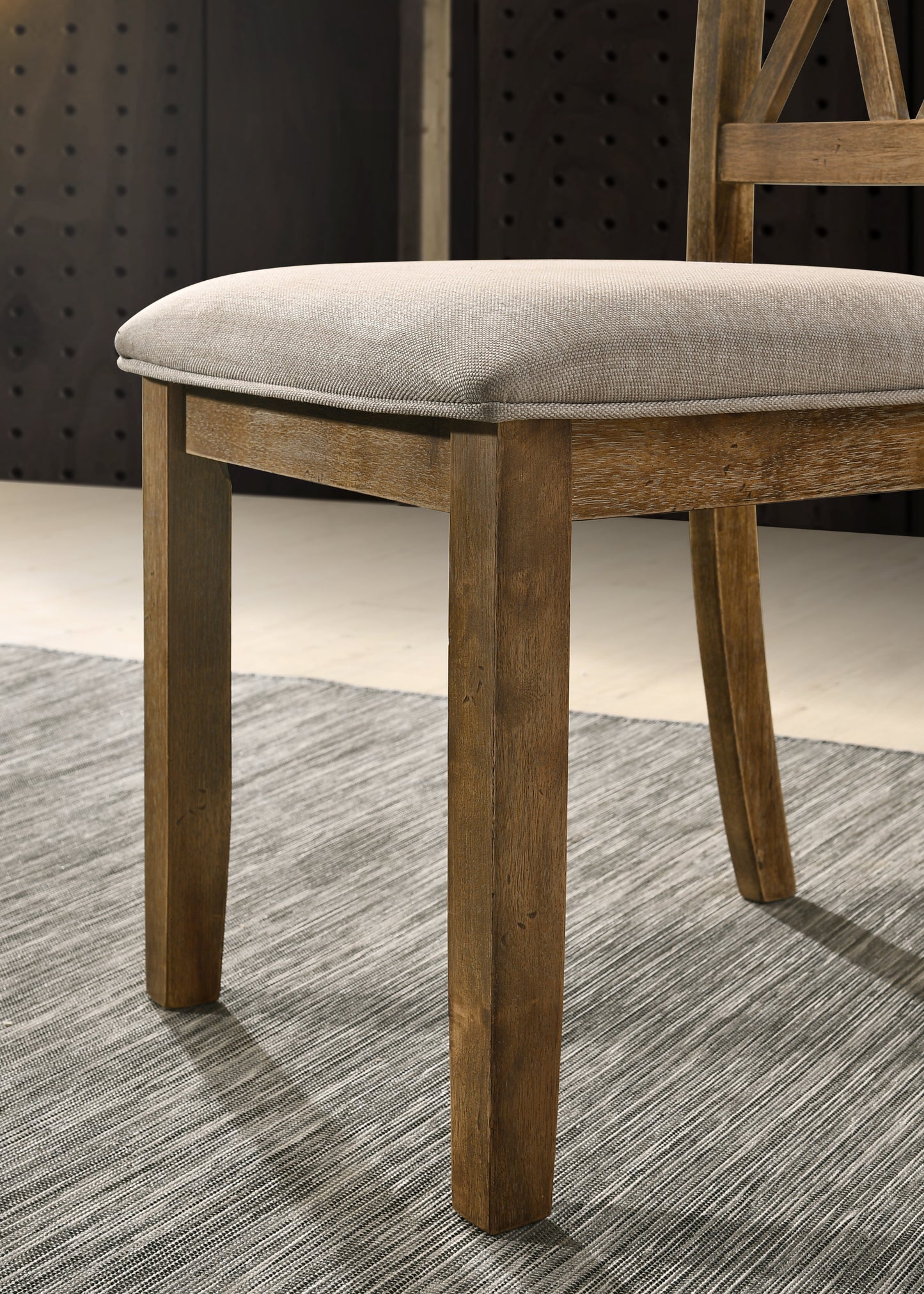 Wooden dining chair with upholstered seat