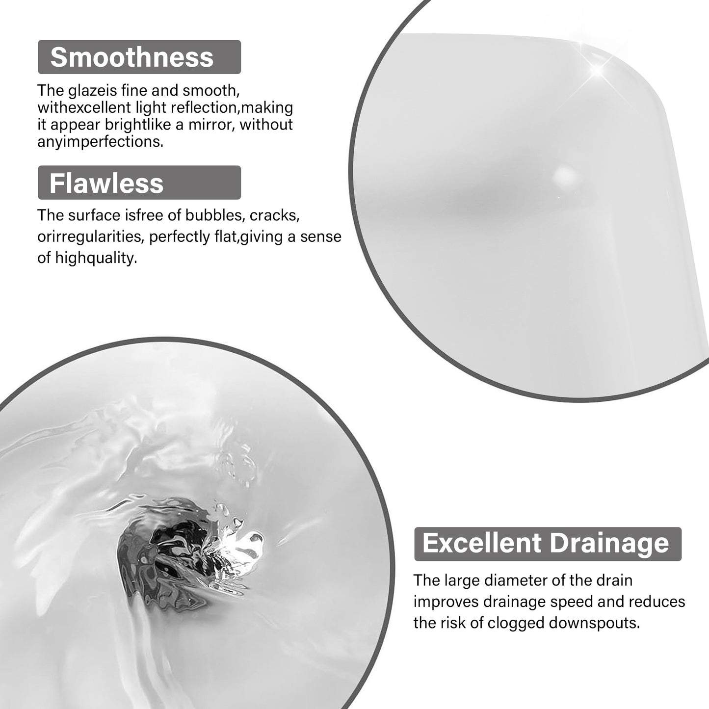 Smooth white porcelain sink surface with mirrorlike reflection