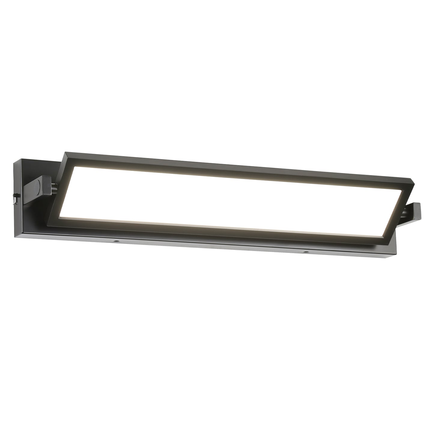Modern black LED vanity light with a minimalist rectangular design
