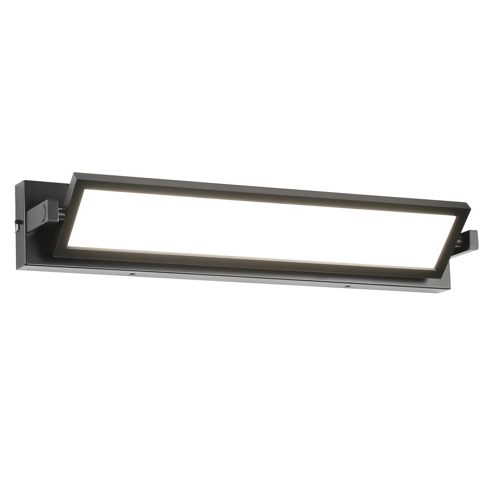 Modern black LED vanity light with a minimalist rectangular design